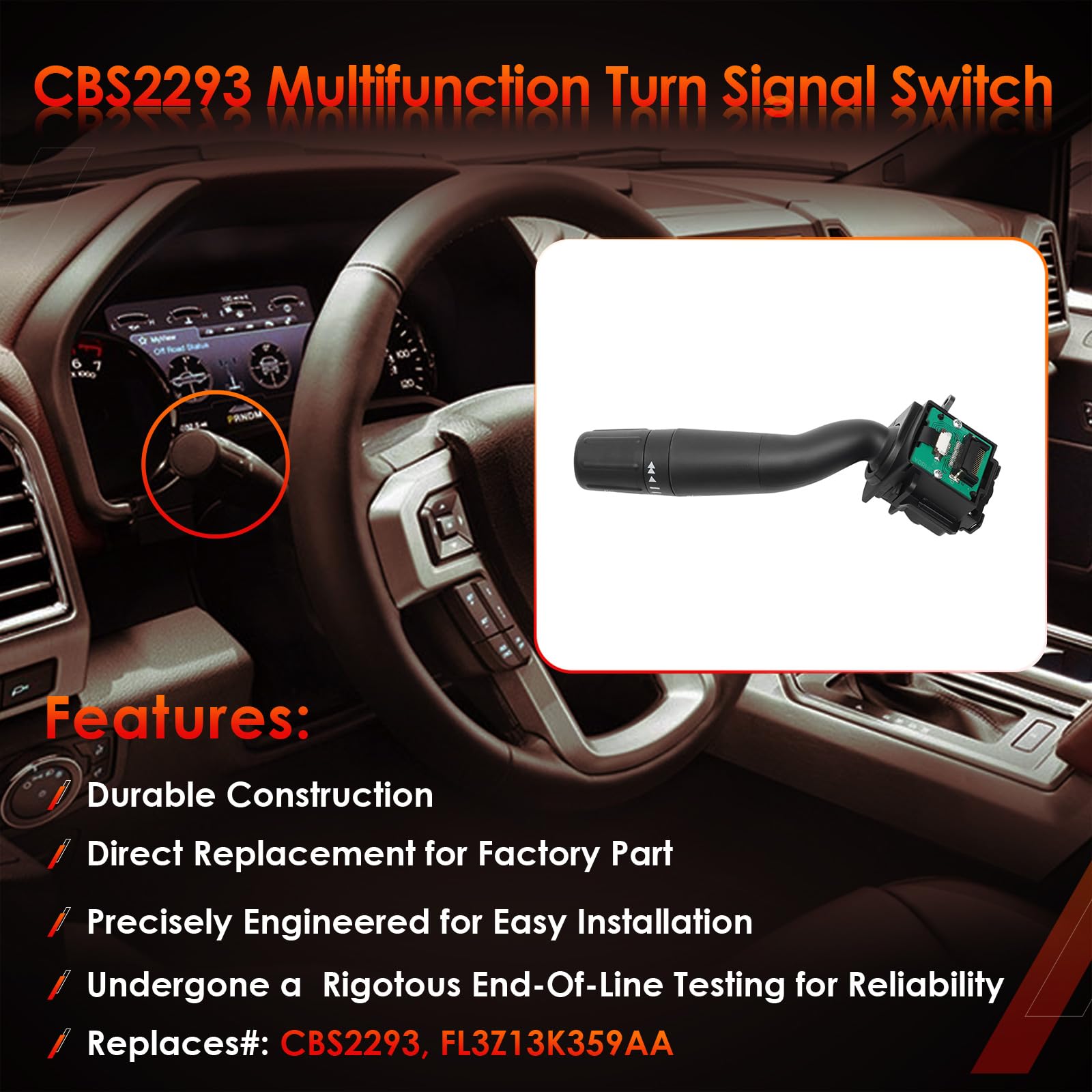 Windshield Wiper Switch Multifunction Turn Signal Control, Compatible with 2015-2023 Ford F150/F250/F350/F450/F550 Super Duty, F