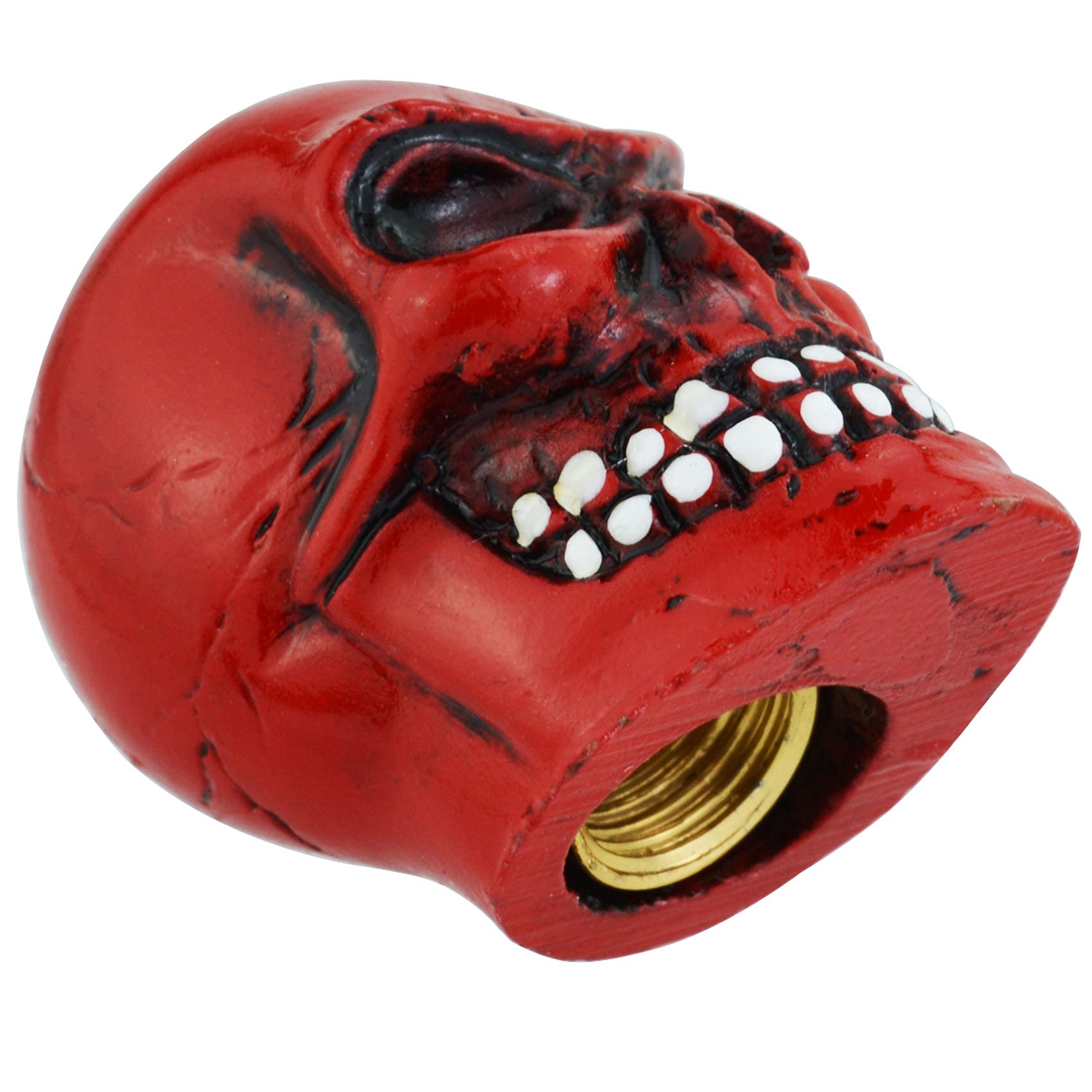 Abfer Skull Tire Wheel Air Cap Valve Stem Covers Car Decorative Accessories Fit Most Vehicle Truck Motorcycles Bikes, Red