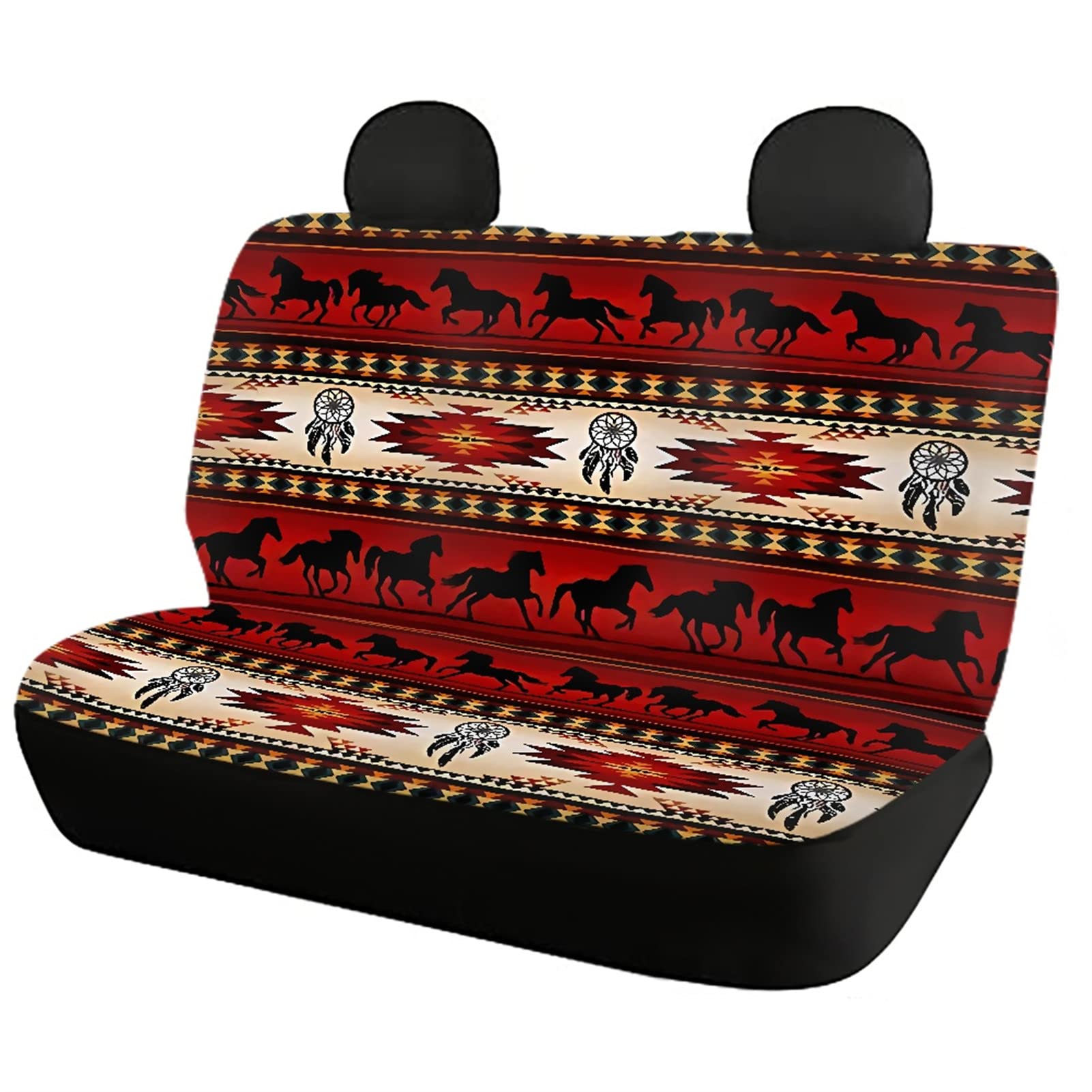 AFPANQZ Aztec Horses Car Seat Covers Full Set Red for Women Heavy Duty Car Accessories Decoration 4 Piece Universal Truck Sedan