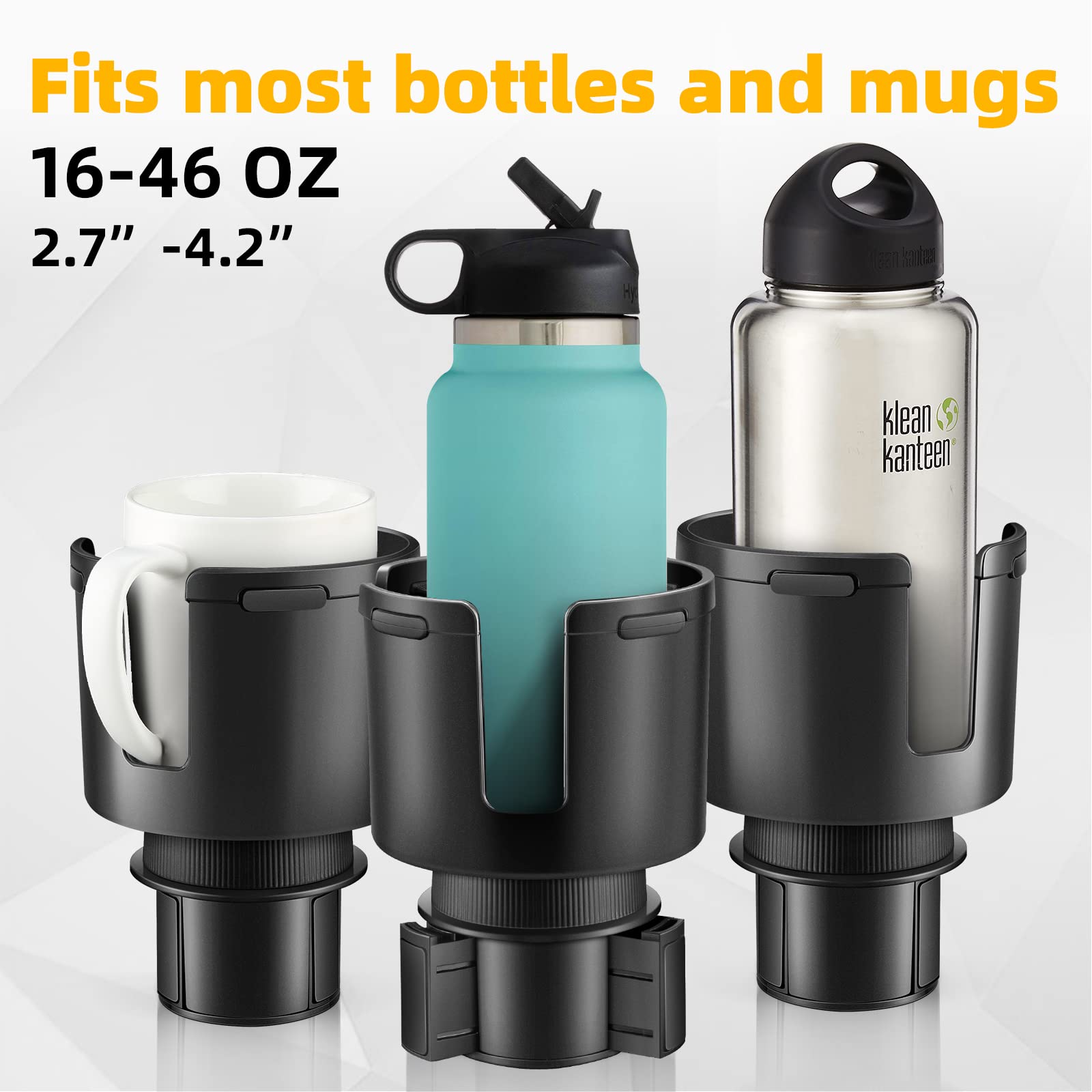 Tykor Car Cup Holder Expander, Cup Holder Extender Adapter For Car With Adjustable Base, Fits Yeti 24/36/46Oz, Hydroflask 32/40O