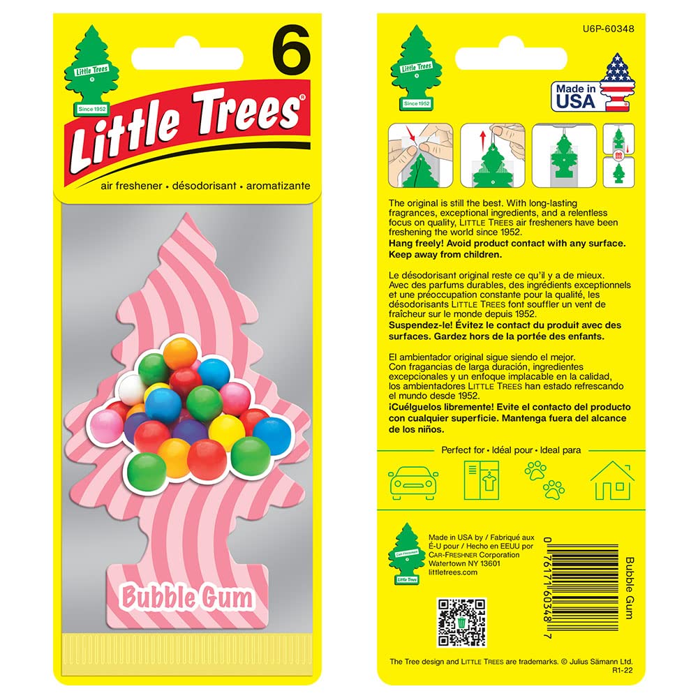 Little Trees Air Fresheners Car Air Freshener. Hanging Tree Provides Long Lasting Scent For Auto Or Home. Bubble Gum, 24 Air Fre