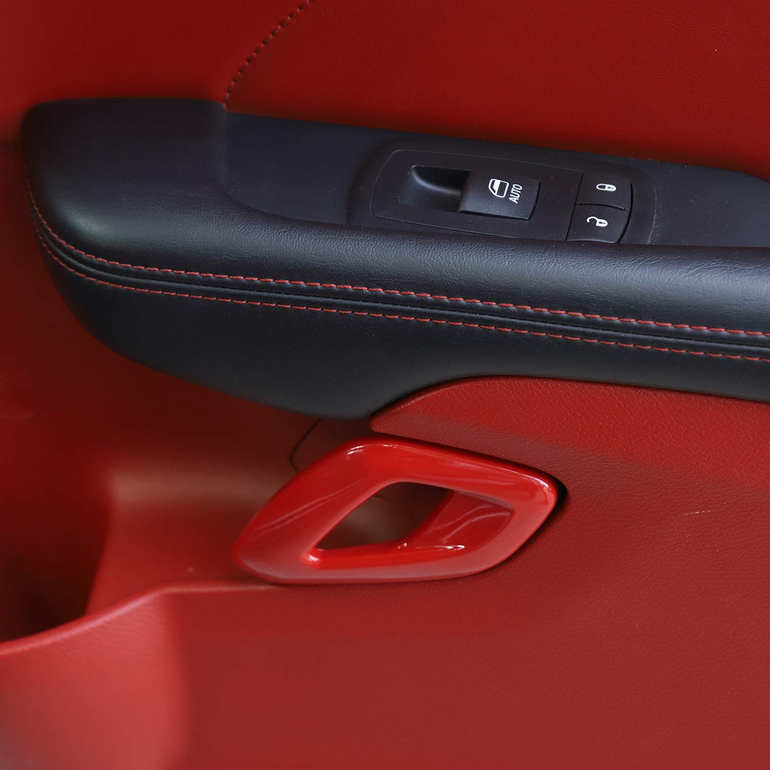 Voodonala For Challenger 2015-2023 Car Door Inner Door Handle Cover Trim Accessories For Dodge Challenger 2015-2023 (Red,Abs,2Pc