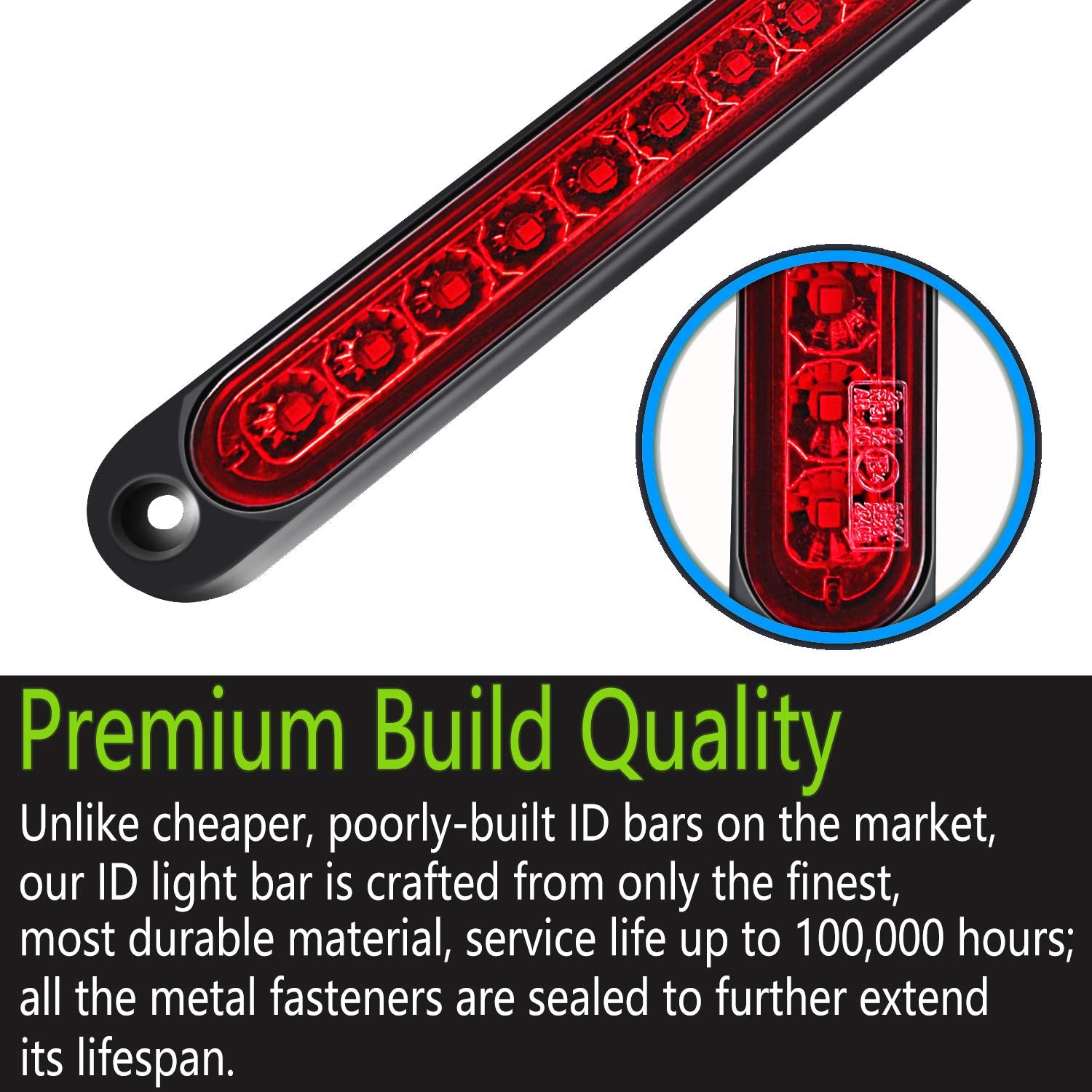 KEING 2 Pack 10" LED Trailer Lights - Waterproof 9-30V Stop Turn Tail Lights, Red, Model WD-075-R for Trucks & Boats