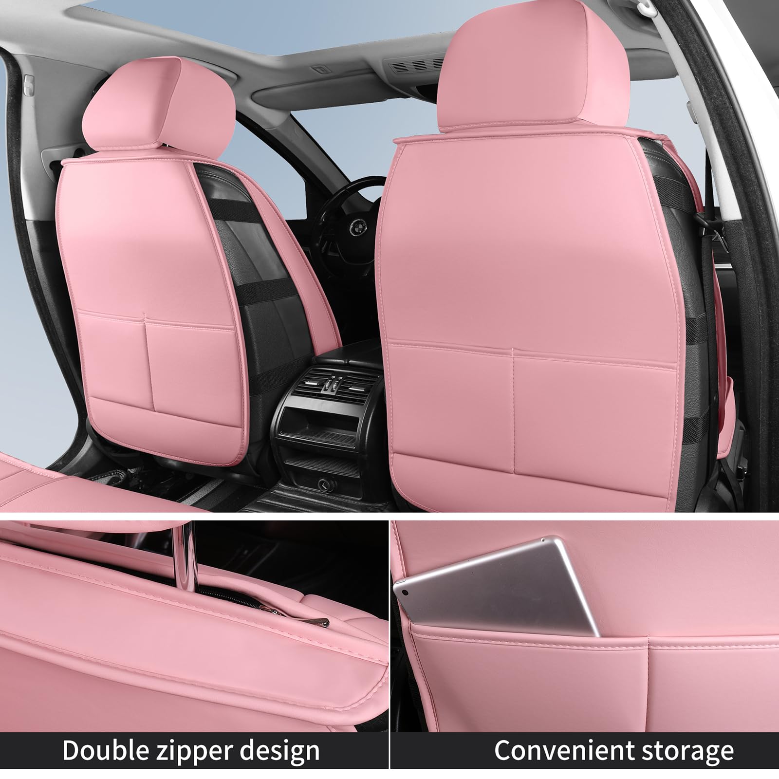 Hchengkikz Car Seat Covers,Universal Breathable Leather Seat Covers,Horizontal Stripes Automotive Seat Covers Cushion For Most S