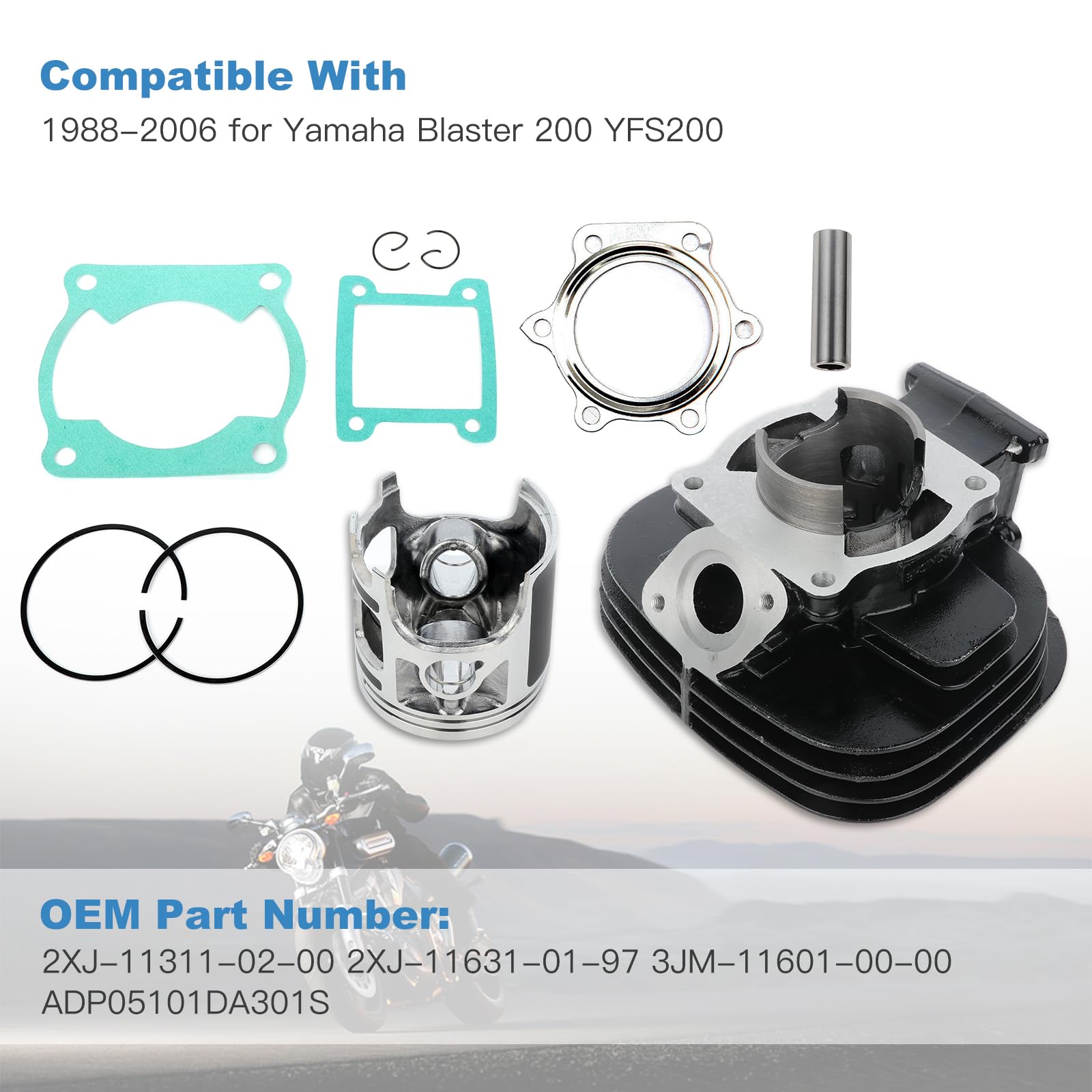 Eccpp New Cylinder Piston Ring Gasket For 1988-2006 For Yamaha Blaster 200 Yfs 200 Compatible Fit For Cylinder Piston Gasket Top