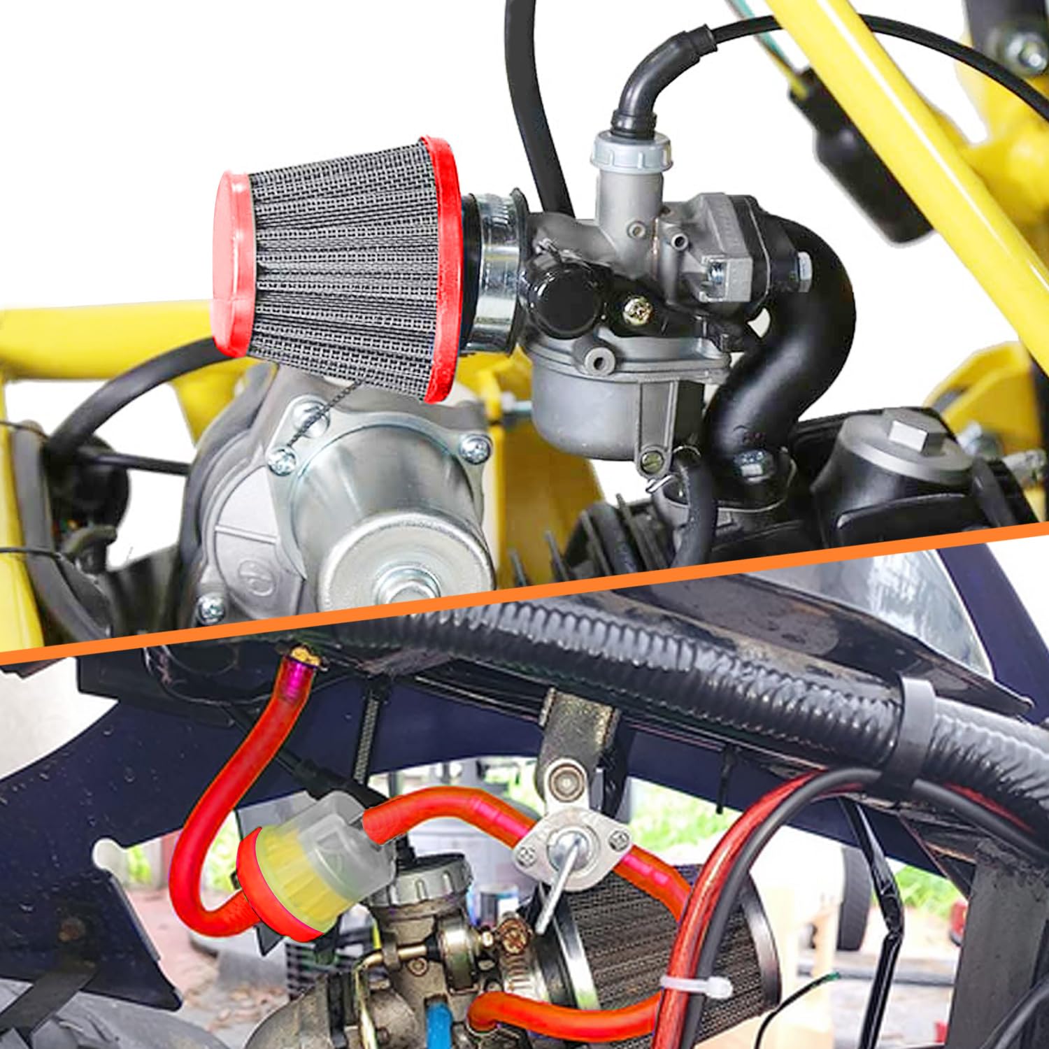 HOLATO Carburetor Kit for 50cc-125cc ATV & Dirt Bikes, Rubber, RED, Model HLT-19HYQ