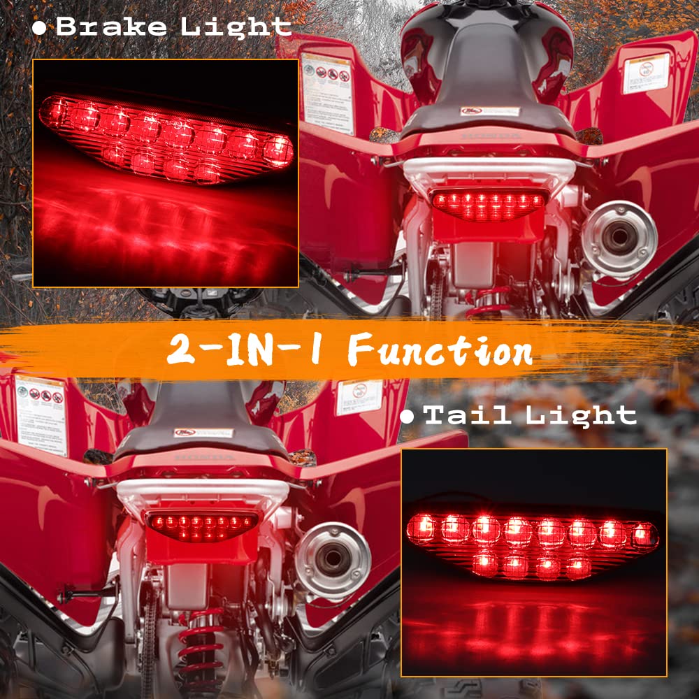 MotoParAcc Red LED Tail Light Motorcycle ATV Brake Taillights for 2005-2007 TRX400EX, 2006-2014 TRX450ER, 2004-2009 TRX450R, 200