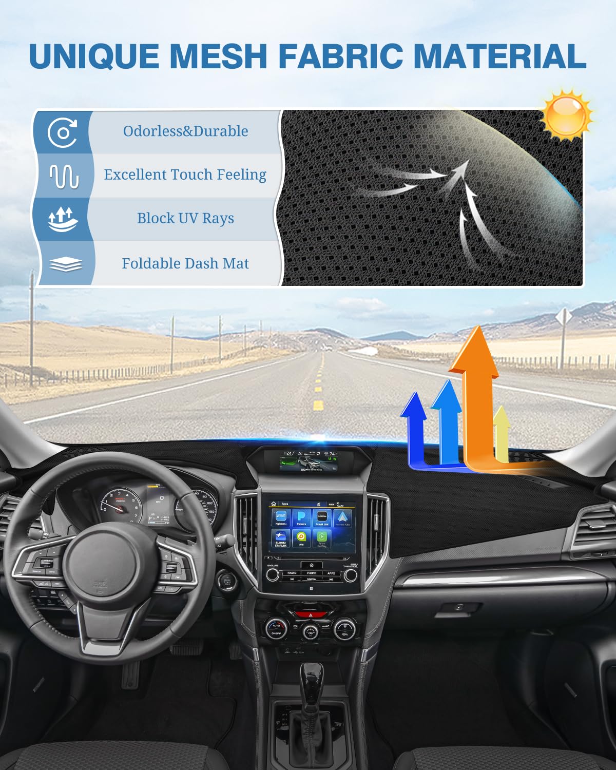 FIILINES Dash Cover for Subaru Forester 2019-2024, Black Fabric Mat, Non-Slip Sunshade, Model FIILINES0706