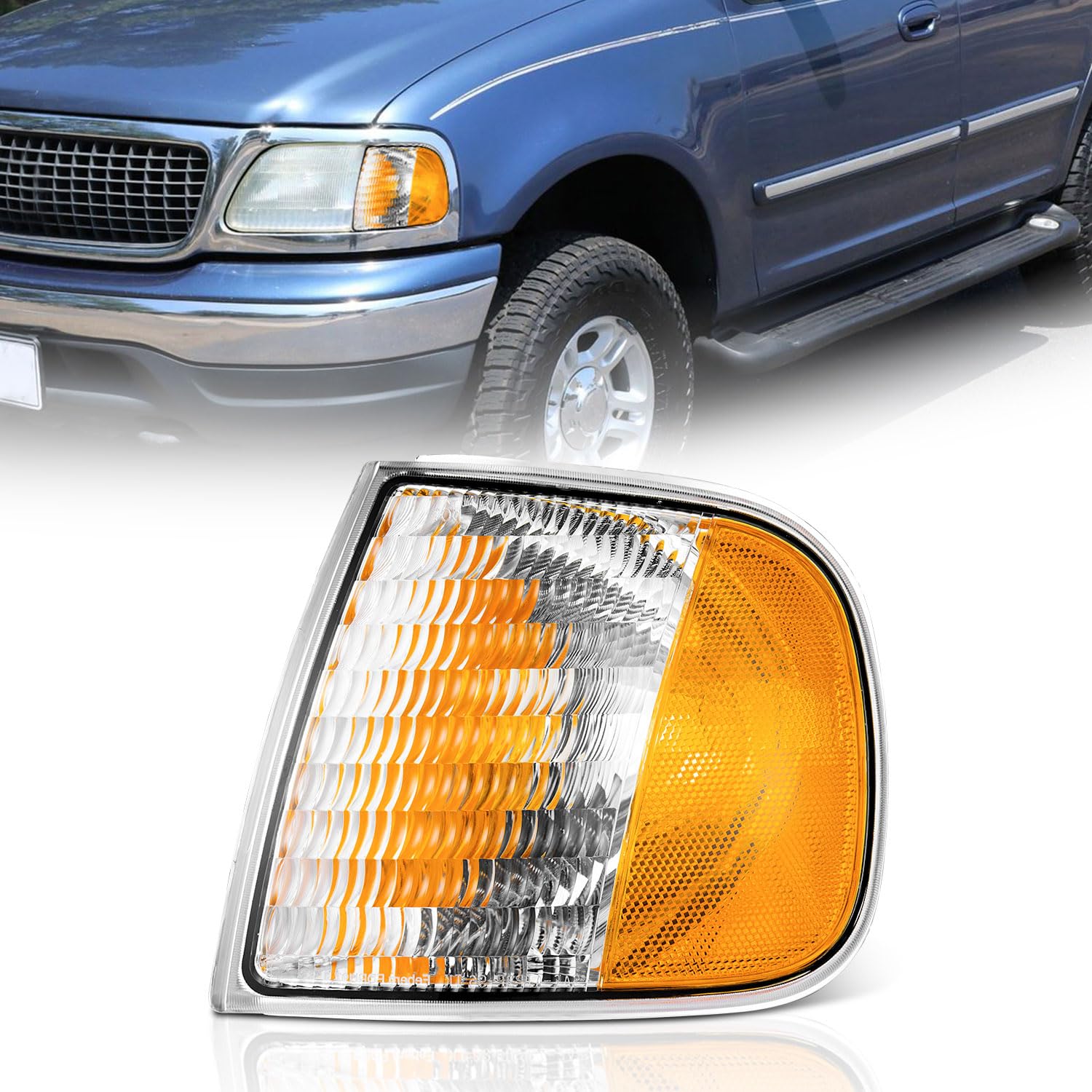 Weelmoto Signal Light Replacement Compatible With 1997-2003 Ford F-150 F-250 Expedition Oe Parking Corner Turn Signal Marker Lig