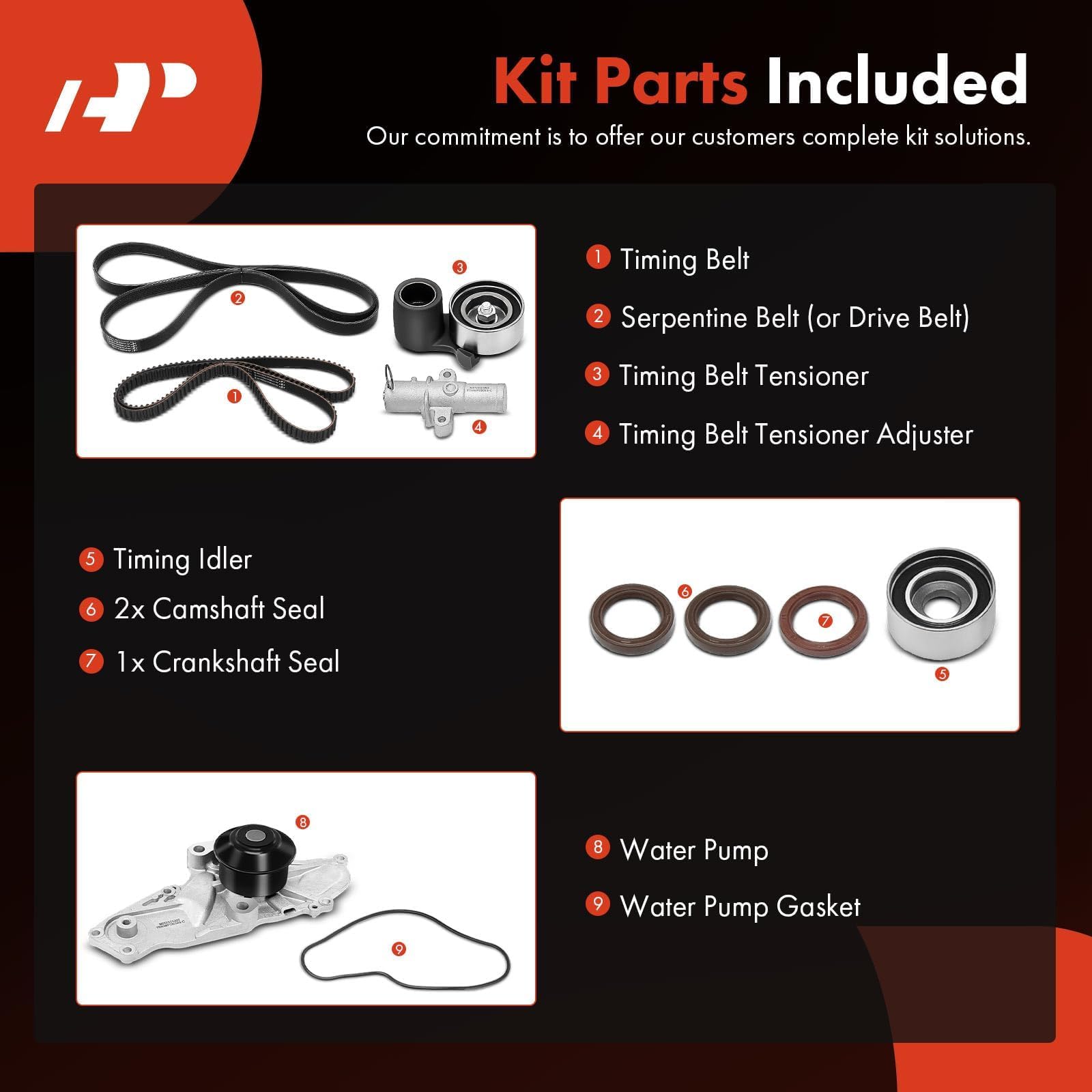 A-Premium Timing Belt Kit with Water Pump Compatible with Honda Acura V6 Models, APTBK033