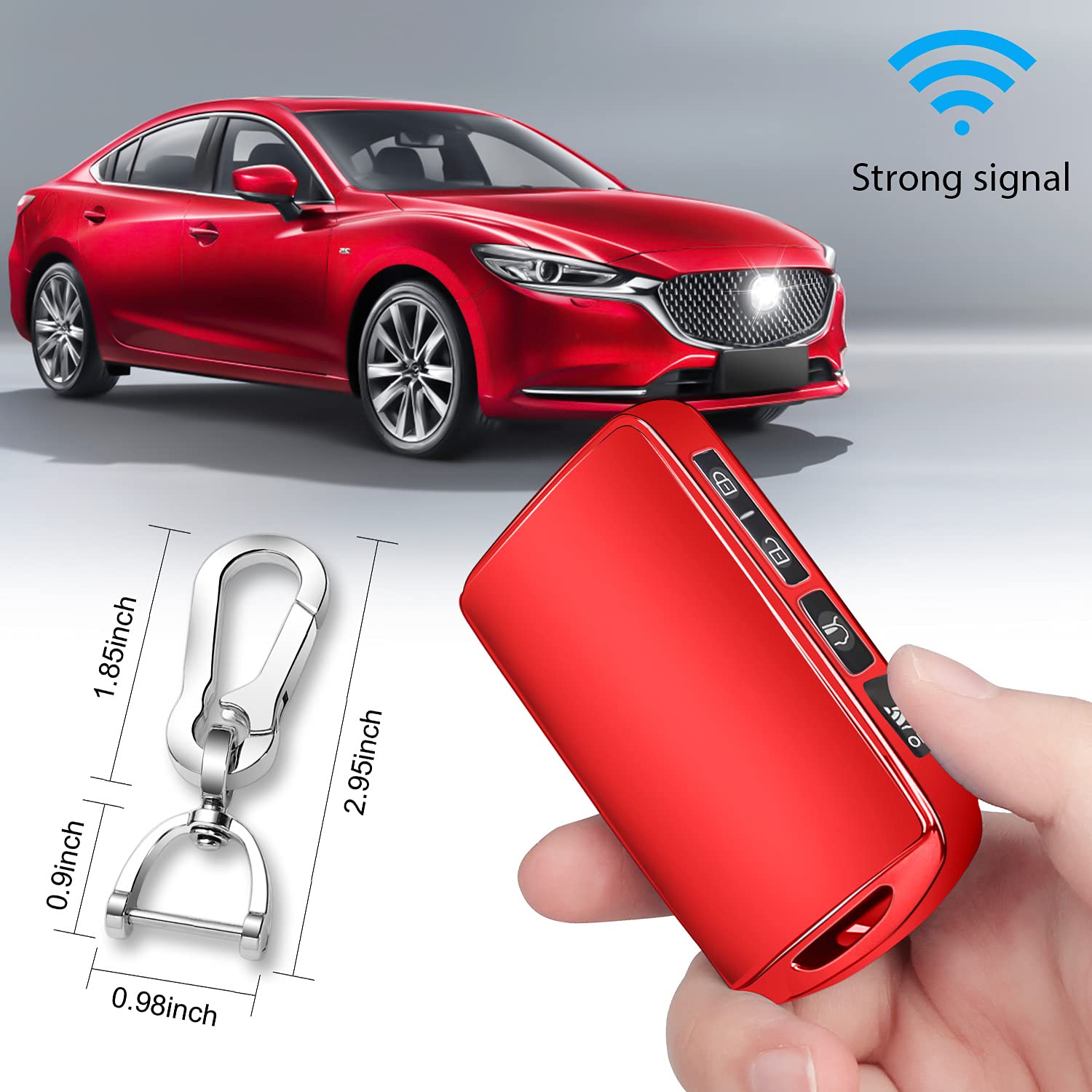 QBUC Key Fob Cover for Mazda 3, CX-5, CX-30, TPU Protector, Universal Fit, Red