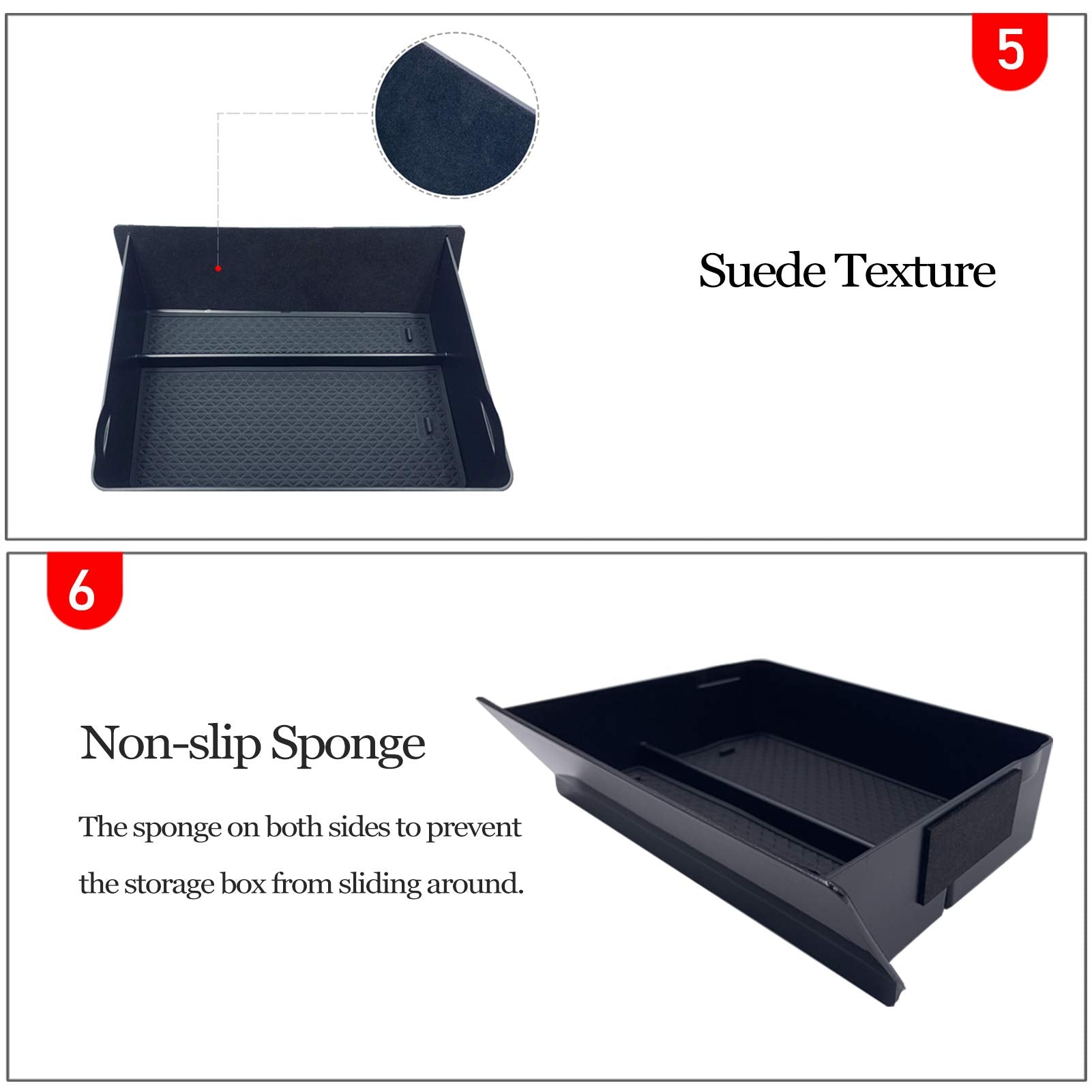 Jaronx Compatible Tesla Model S/X Cubby Drawer, Center Console Organizer Storage Box, 2012-2019, 2020, 2021