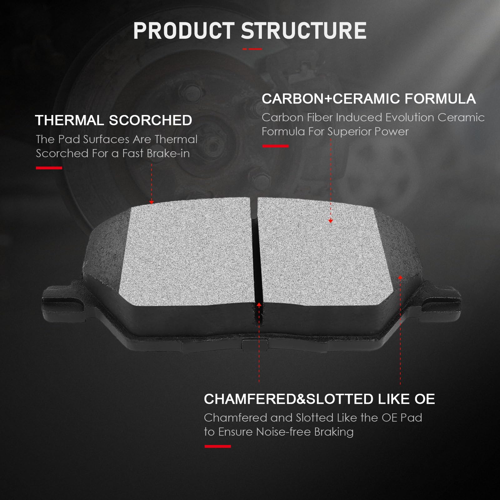 Cciyu D1811 Front Ceramic Disc Brake Pads Kit For Fiat 500X 2016-2018,For Jeep Compass 2016-2020,For Jeep Renegade 2015-2019 4Pc