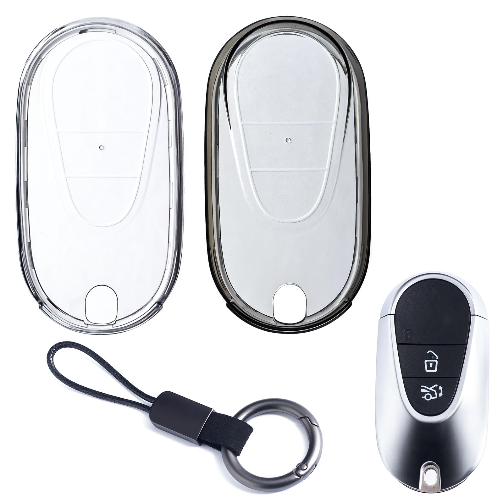 MIHUMIMO Car Key Fob Cover Case Keychain Compatible with Mercedes Benz C300 C43 S500 S560 GLC 300 EQE 350 500 EQS 450 580 AMG SL