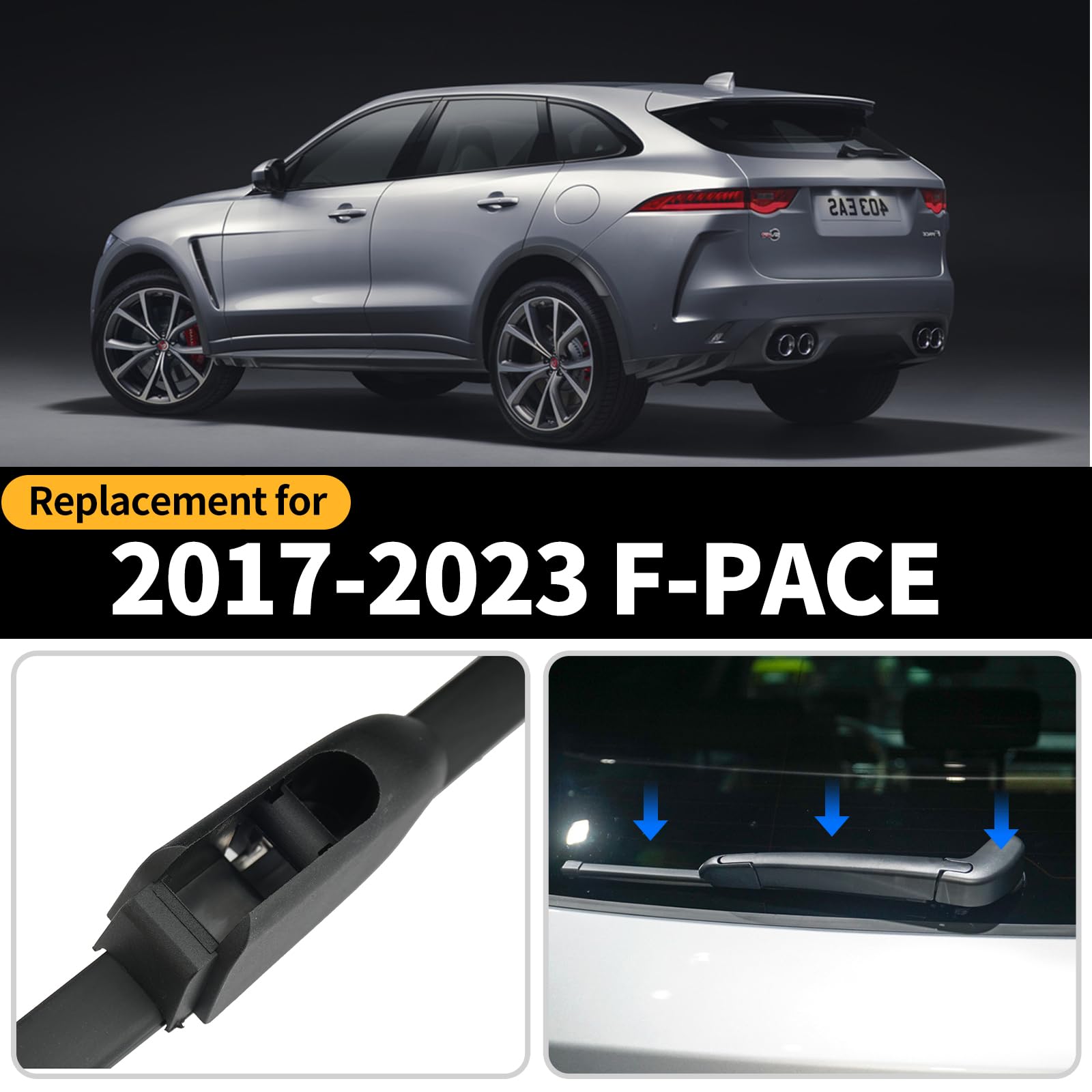 GARDIMU Replacement Rear Wiper Blade Arm Set for Jaguar F-PACE 2017-2023 - Durable Plastic Assembly
