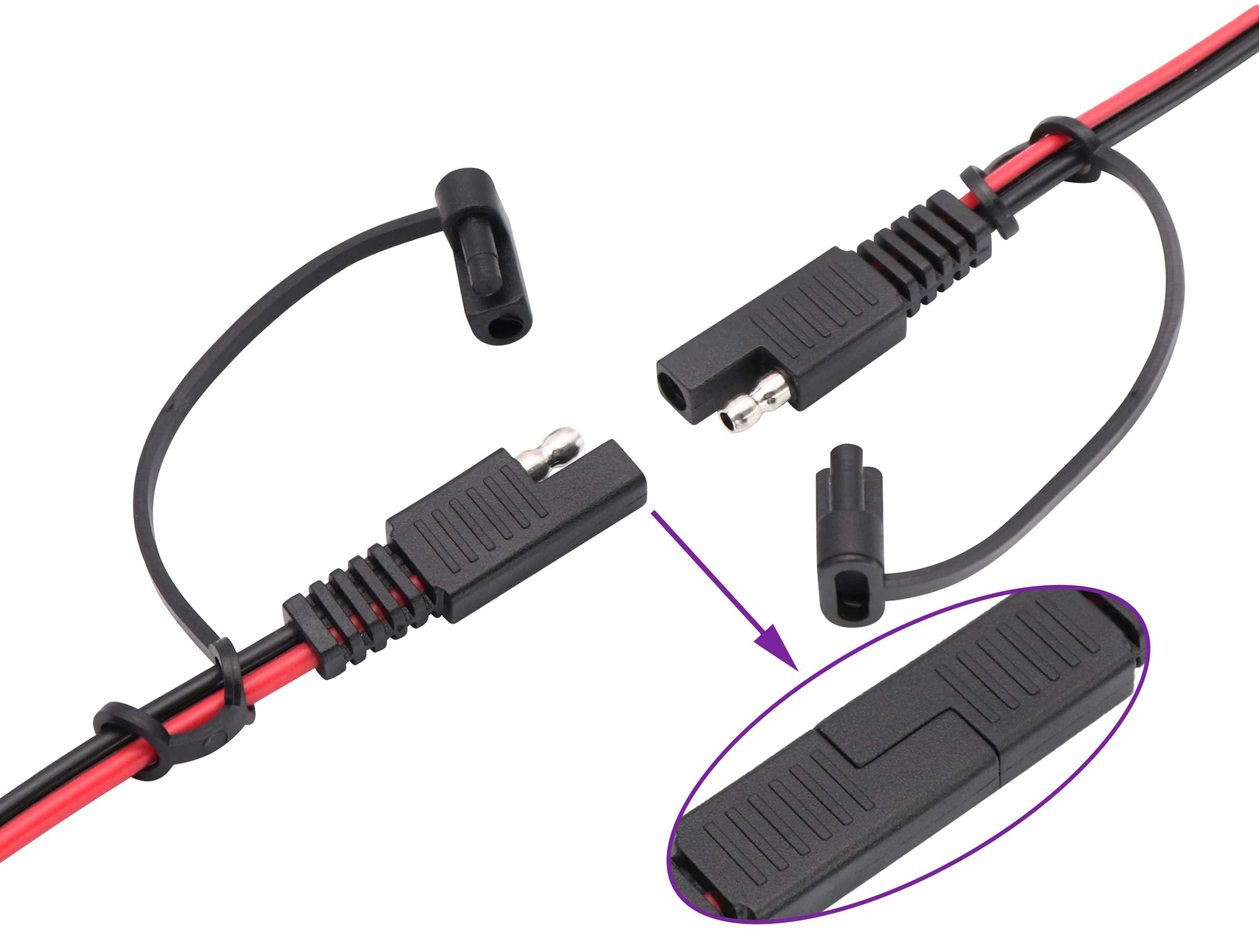 Aaotokk Sae To Cigarette Lighter Cable,16Awg 12V Cigarette Lighter Male Plug To Sae 2 Pin Quick Release Disconnect Connector Plu