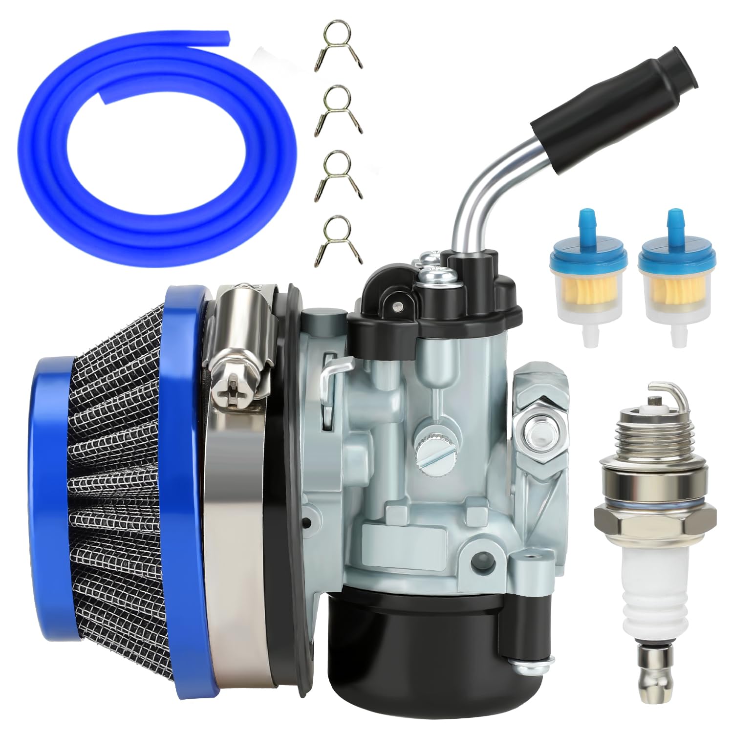 YOXUFA 2 Stroke 80cc Engine Racing Carburetor Air Filter Kit for 100cc 49cc 50cc 66cc Engine Motorized Moto Bike Motorcycle Bicy