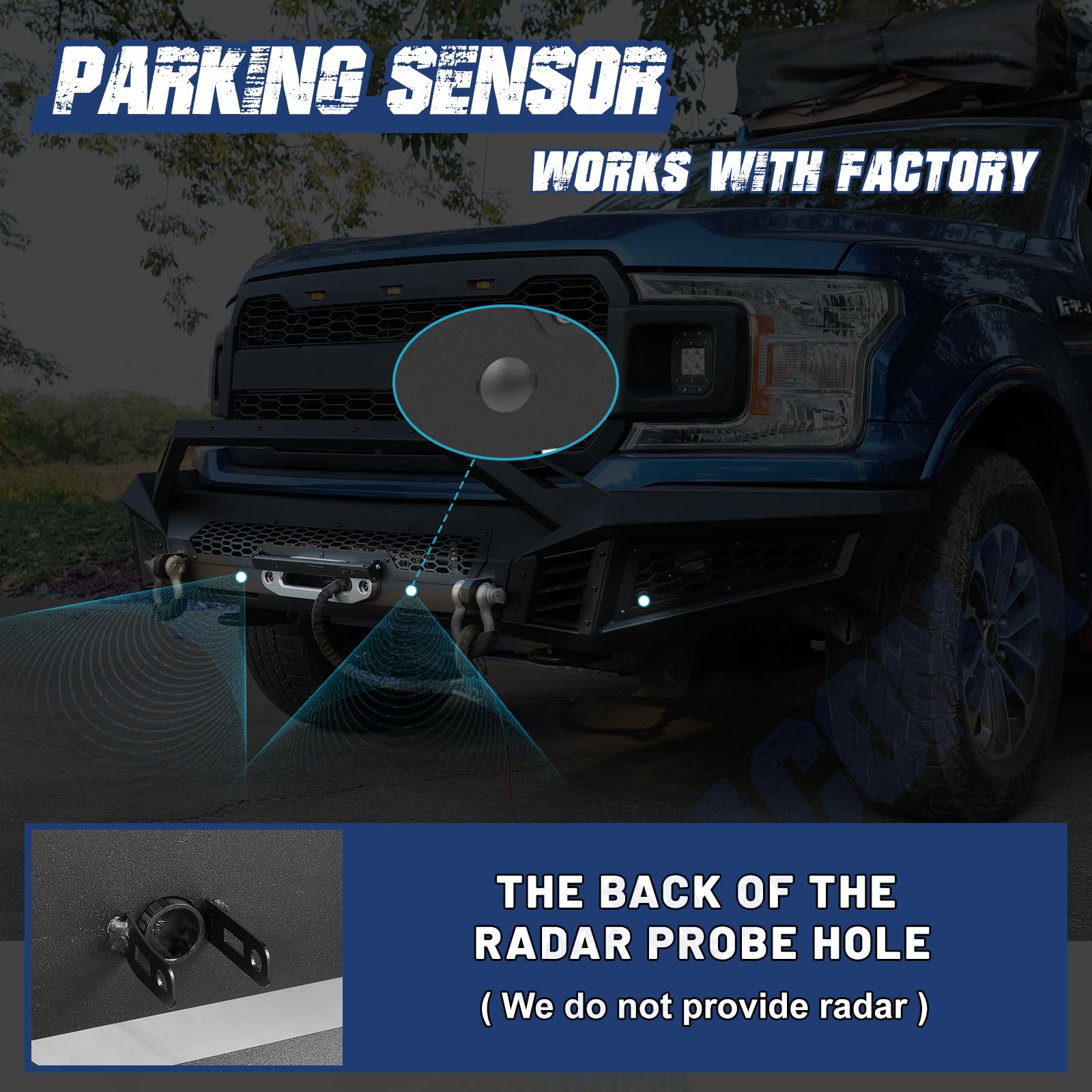 Hawkley F150 Full Width Steel Front Bumper For Ford F-150 2018 2019 2020 Pickup Trucks (Excluding Raptor), Offroad Front Bumper With Led Lights & D-Rings For Ford F150 2018-2020