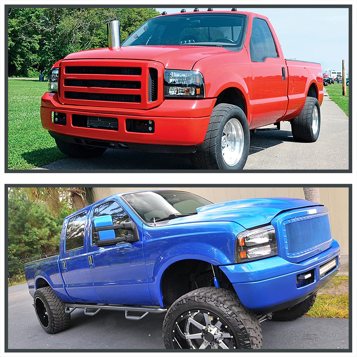 SPEC-D TUNING Black Clear Headlights for 1999-2004 Ford F250 F350 F450 & 2000-2004 Excursion, L+R Pair, Model 2