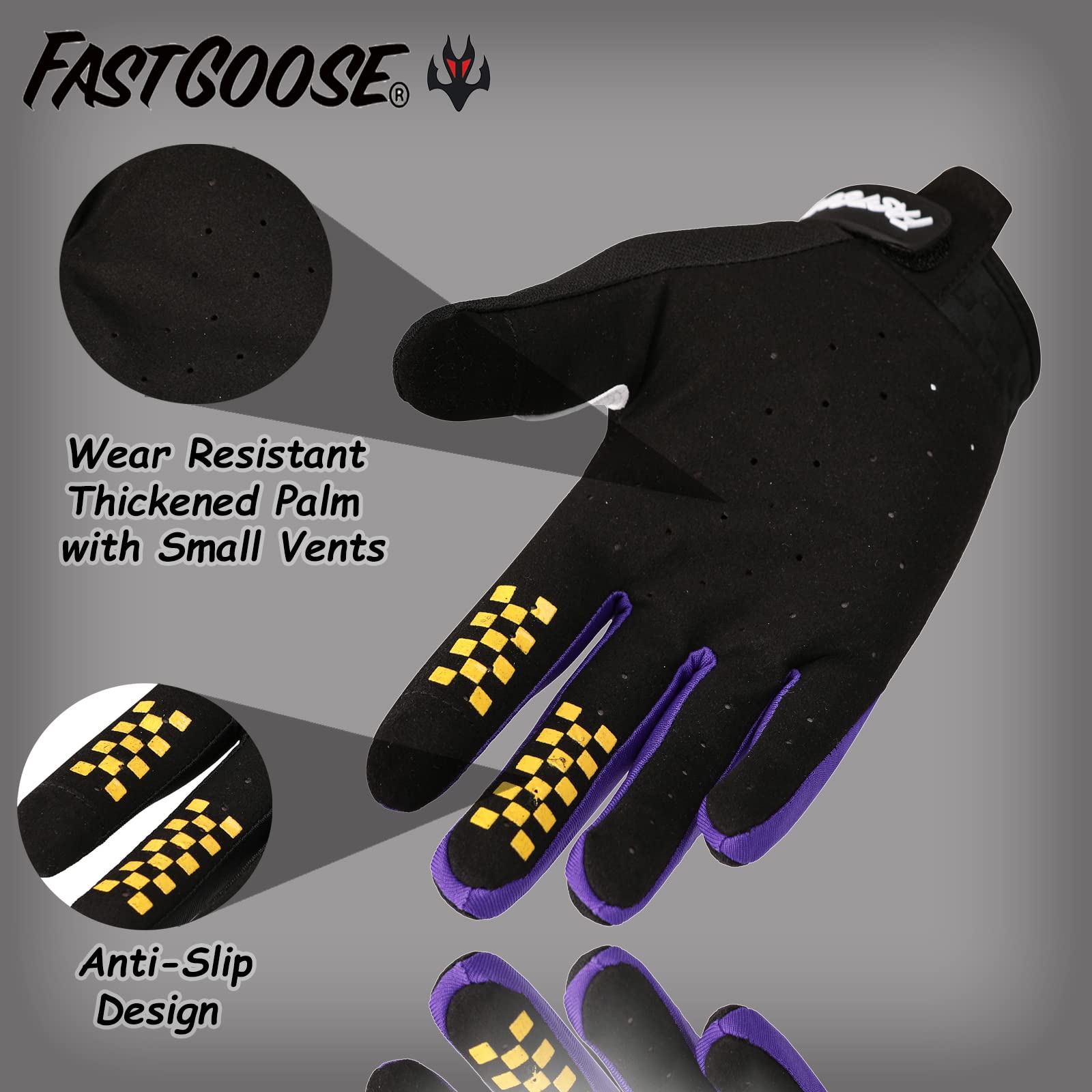 FASTGOOSE Dirt Bike Gloves, Black, Medium, Spandex, Motocross, ATV, MX, MTB Off Road Racing Cycling Gloves