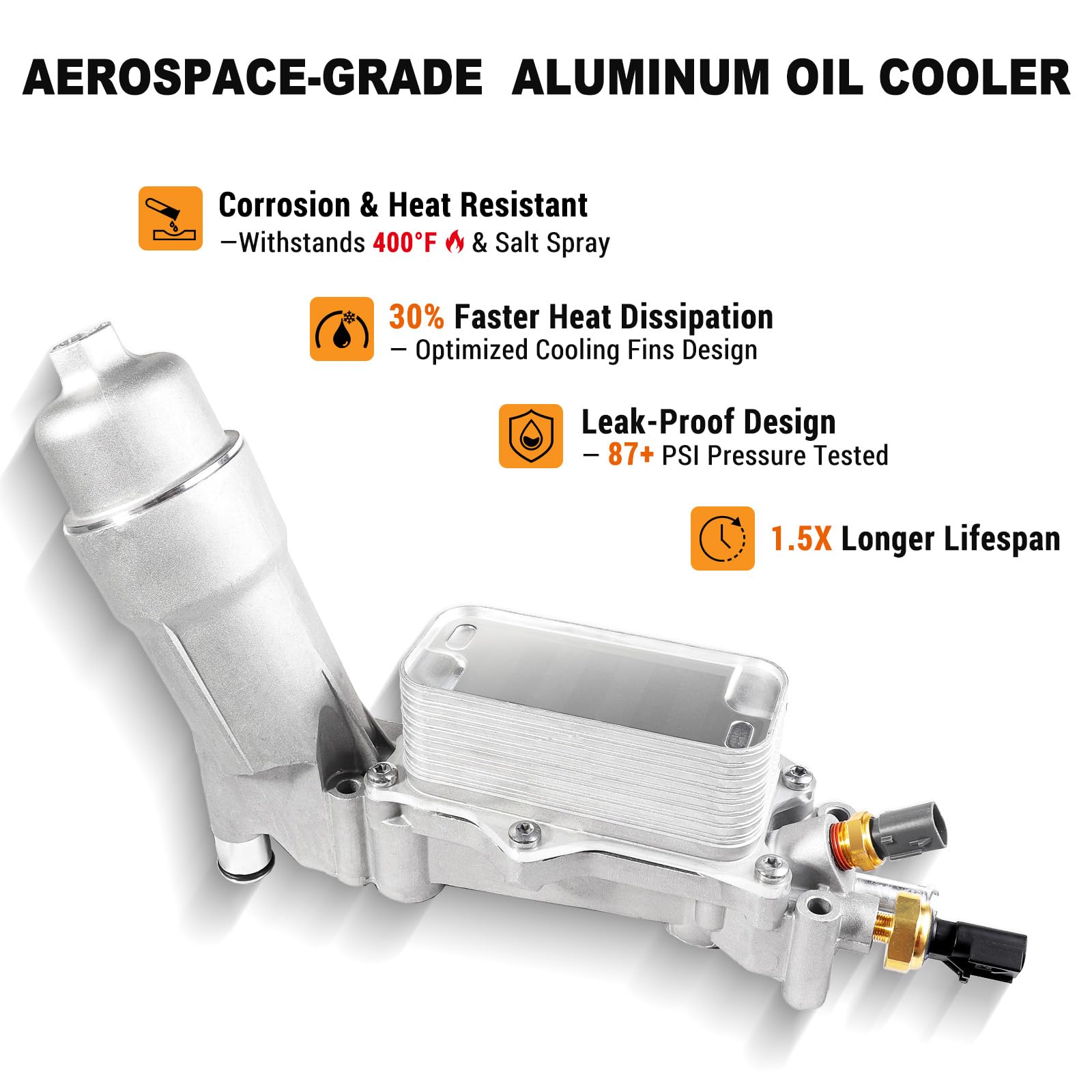 926-959 Oil Filter Housing Engine Oil Cooler Kit, Full Aluminum Oil Cooler Housing Fit For 2017 2018 3.6L Jeep Wrangler Grand Ch