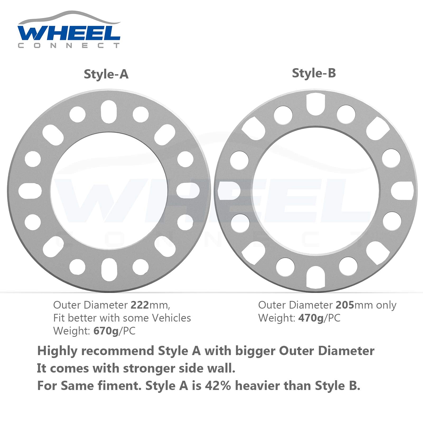 Wheel Connect Light Truck Wheel Spacer,12Mm Thickness(1/2Inch),Fit 8 Bolt Pattern 8X6.5, 8X165.1, 8X170, 8X180, Cast Aluminum, Pack Of 4.
