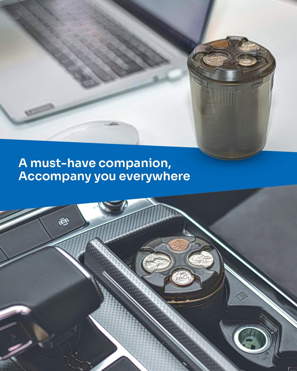 Joytutus Coin Holder For Car, High Capacity Coin Holder, Universal Car Coin Holder For Cup Holder, Change Holder For Most Car Tr
