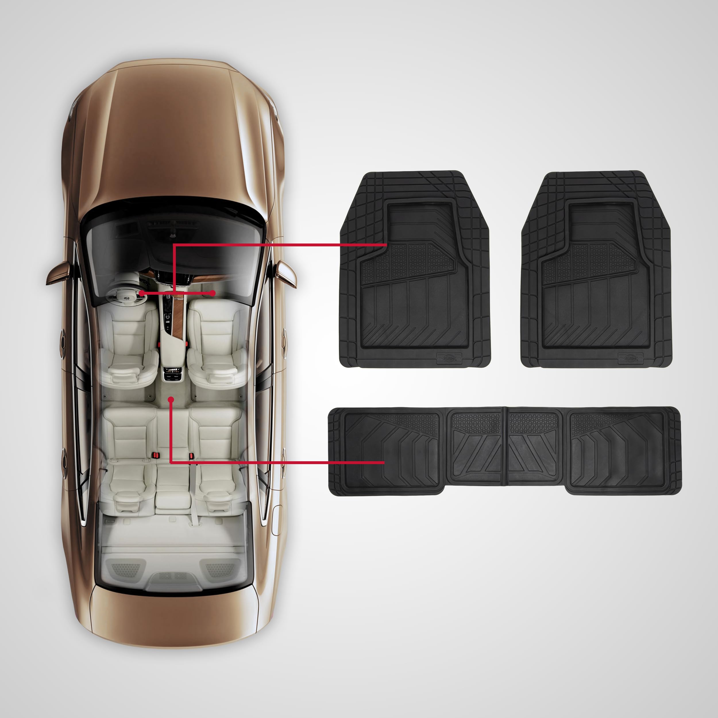 Dickies Maximum Coverage Floor Mats, All-Weather Floor Mats, Trim-To-Fit Floor Mats For Cars, All-Season Automotive Floor Mats F