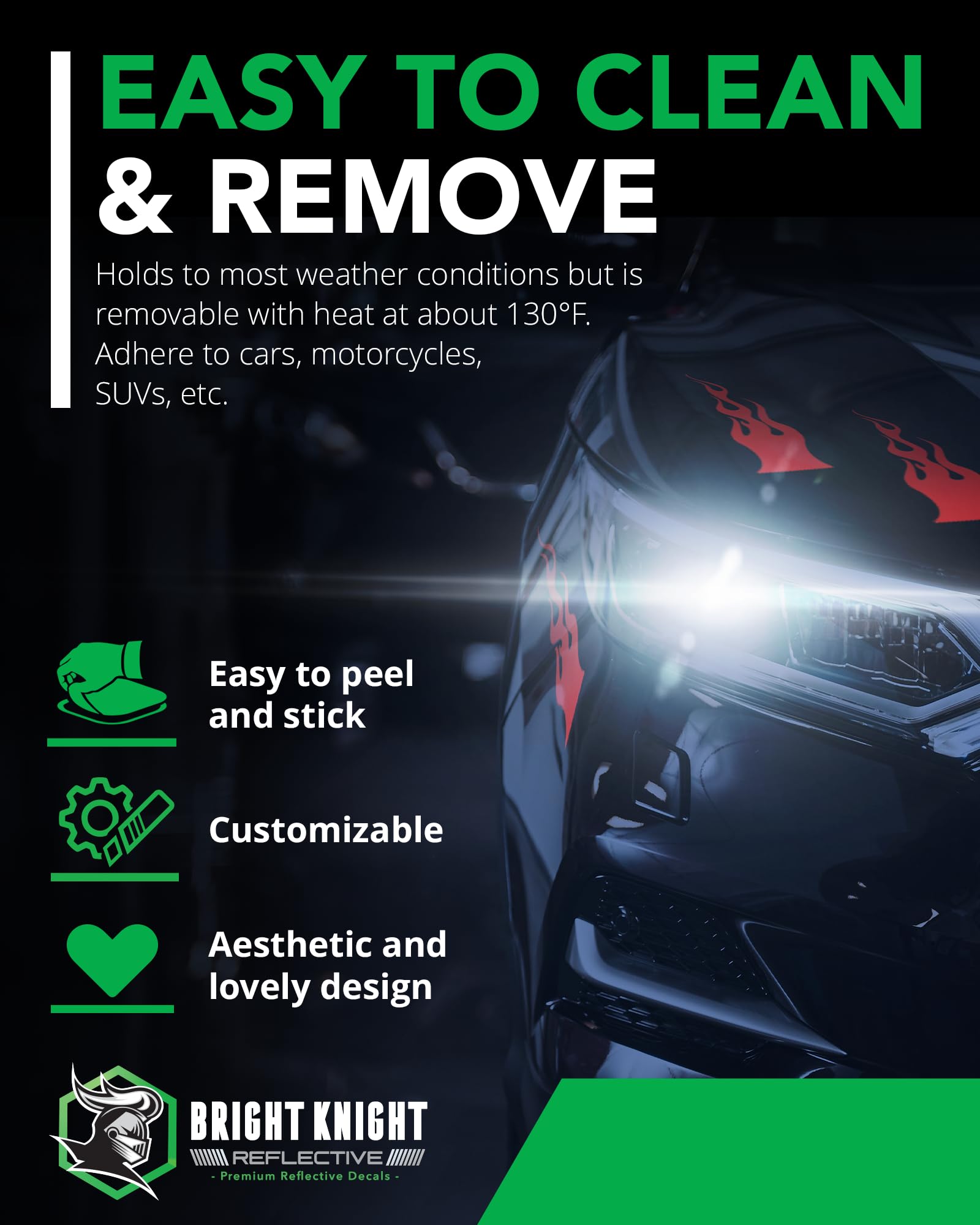 Flame Decals Reflective (2) 1.25'X5.25' Great For Helmets, Motorcycles, Computer Stickers, Phone, Tablet, Hard Hat (Yellow Reflective)