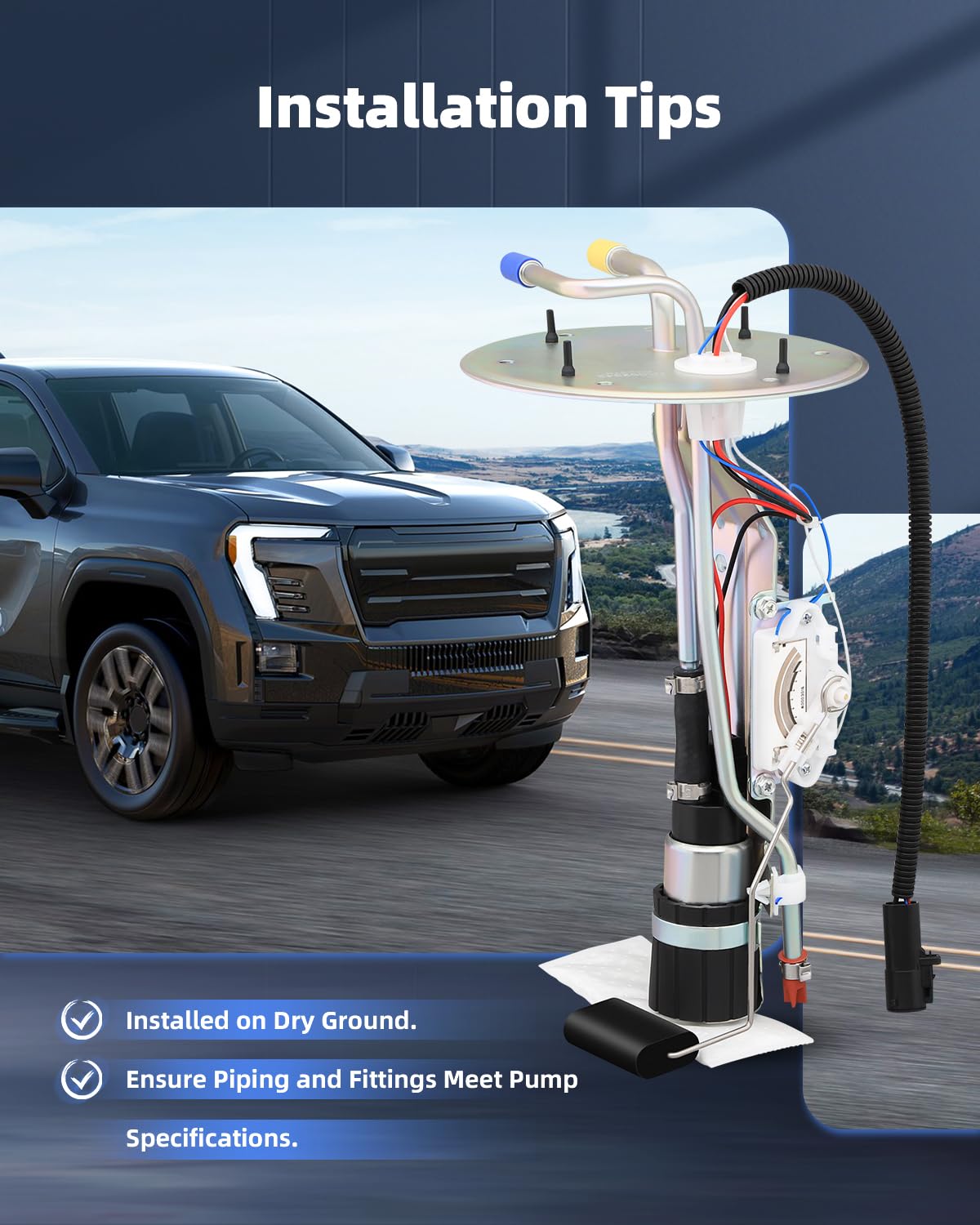 Electric Gasoline Car Fuel Pump Assembly Replacement 1999 2000 2001 2002 2003 for Ford F150, 2004 F150 Heritage, 1999 F250 fits