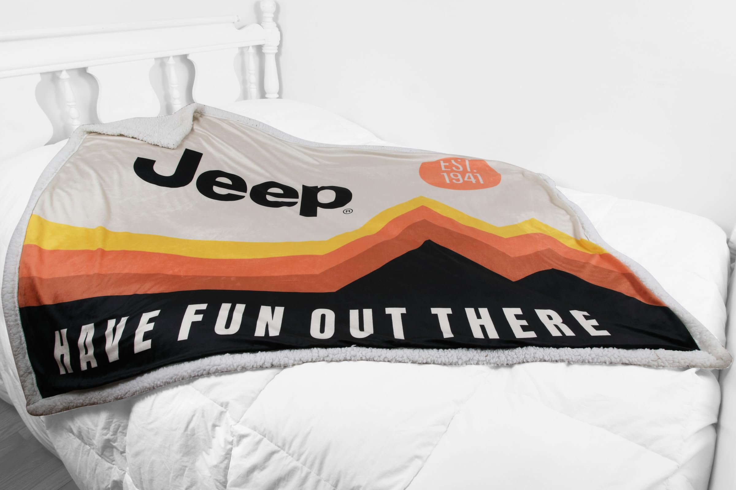 Jeep Sherpa Fleece Throw Blanket - Supersoft & Warm 50" x 60" - Multicolor - Jeep_Throw