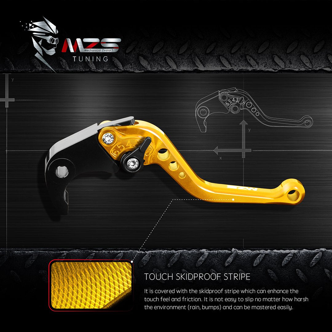 MZS Gold Adjustable CNC Motorcycle Brake Clutch Levers FZ1/FZ6/FZ6R/FZ8/XJ6 Diversion Aluminum