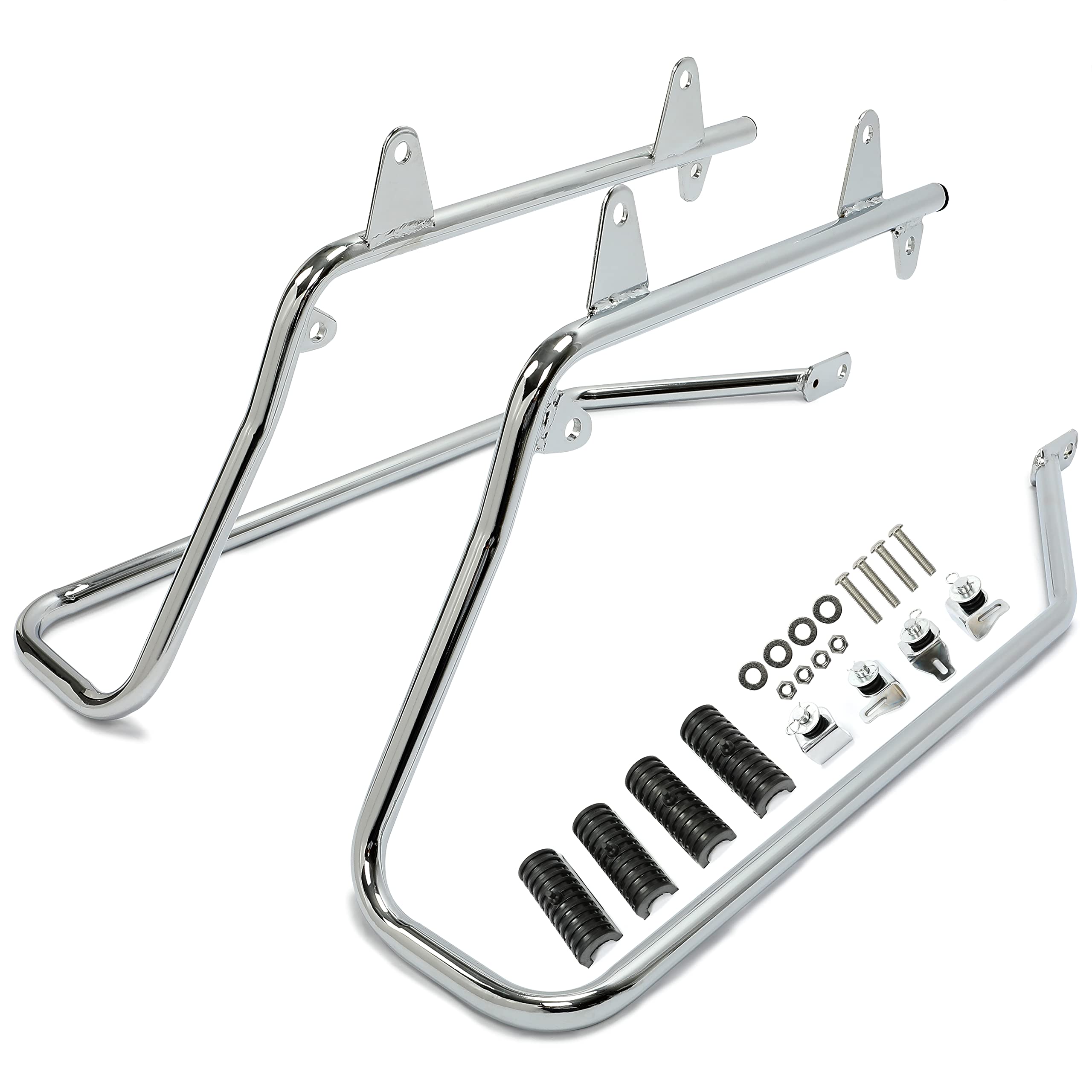 ECOTRIC Saddlebag Conversion Brackets for 1986-2013 Harley Davidson Softail, Chrome, Medium, Alloy Steel, Includes Hardware