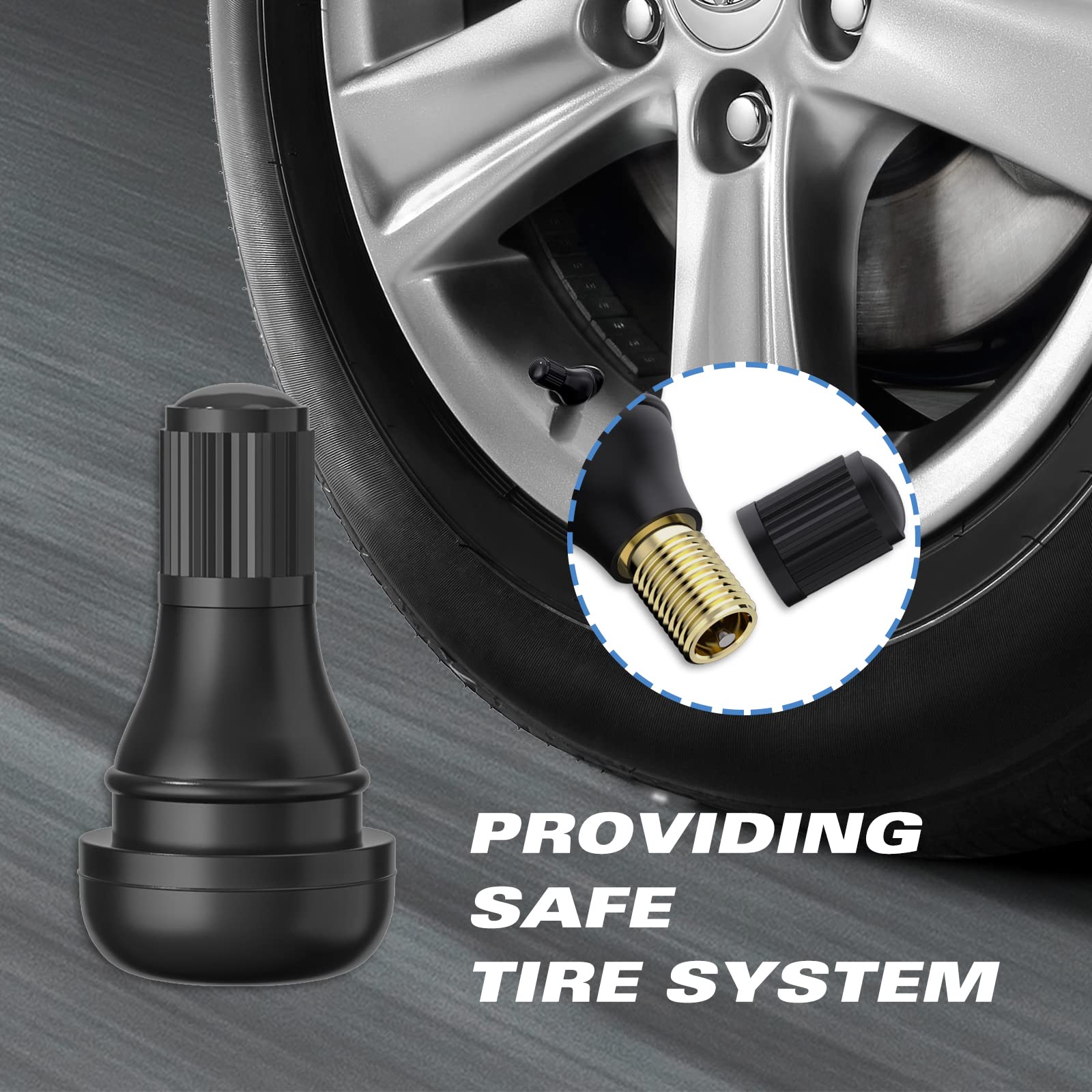 Ckauto Tr412 Rubber Snap-In Short Black Tire Valve Stem For Tubeless 0.453 Inch 11.5Mm Rim Holes On Standard Vehicle Tires (5Pcs
