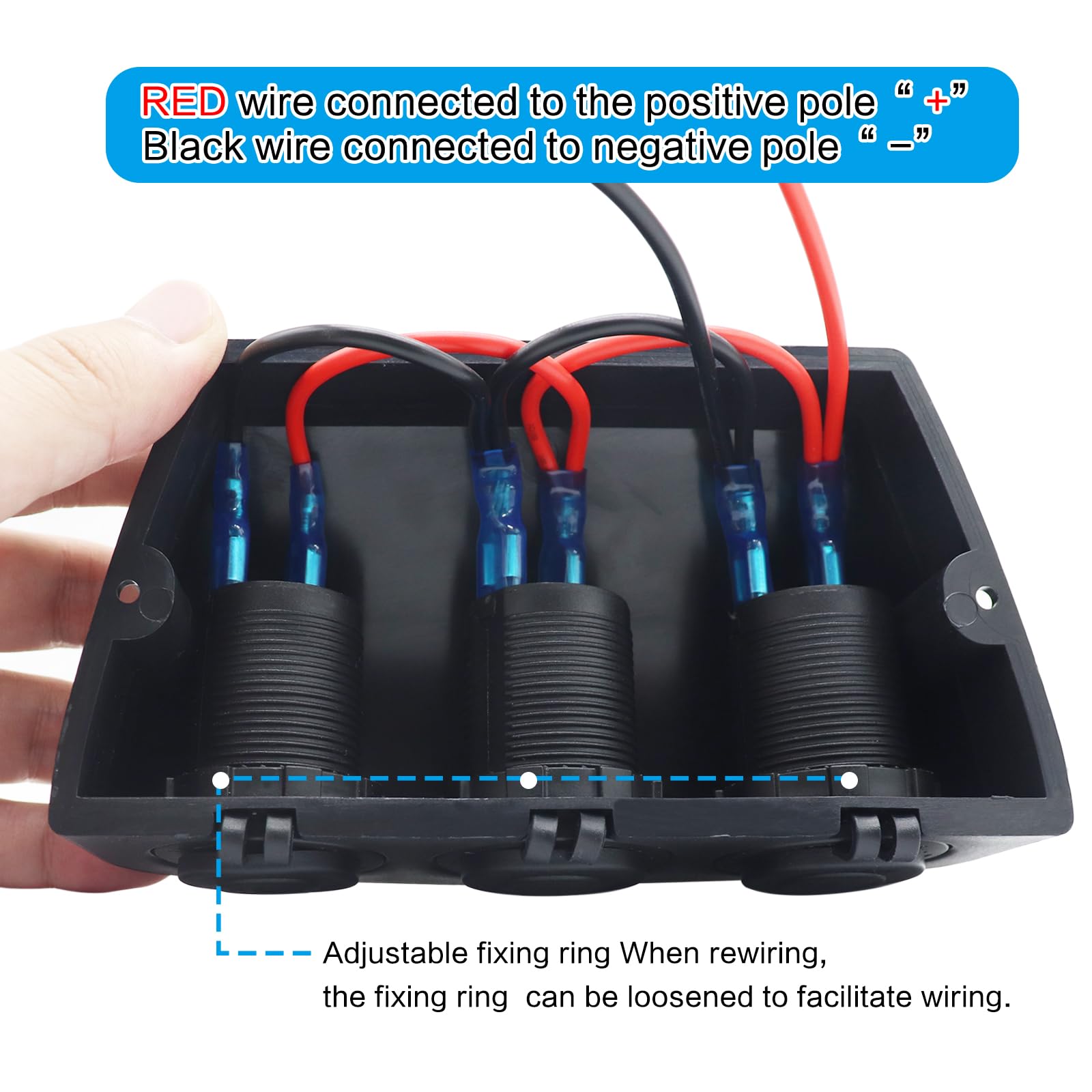 iztor 12-24V 3 Hole Tent Type Power Distribution Sockets Cigarette Lighter Splitter Power Adaptor Combination Automotive Accesso