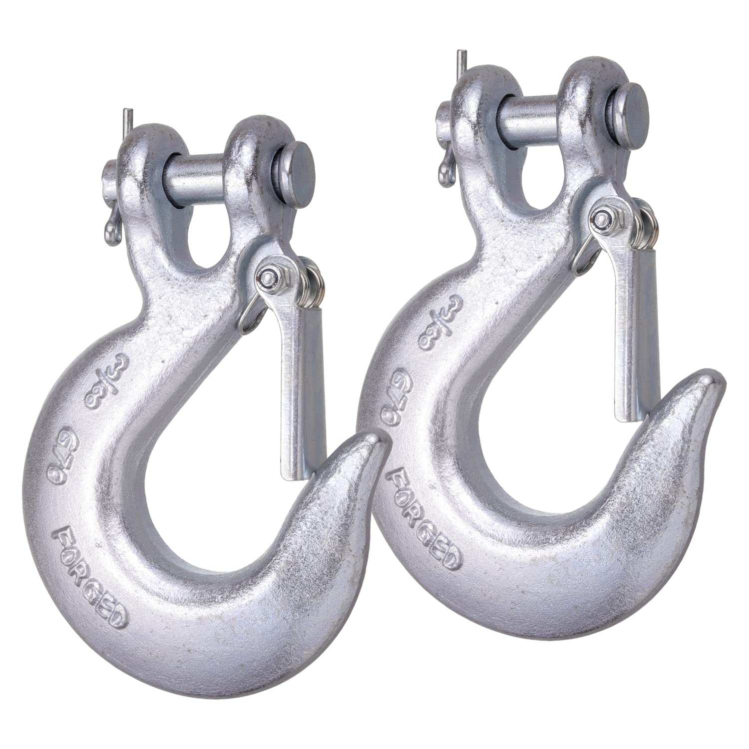 Wenhuali 3/8 Inch Safety Chain Hooks, Clevis Slip Hook With Safety Latch, Grade 70 Forged Steel 18,000 Lb For Trailer Truck Tran