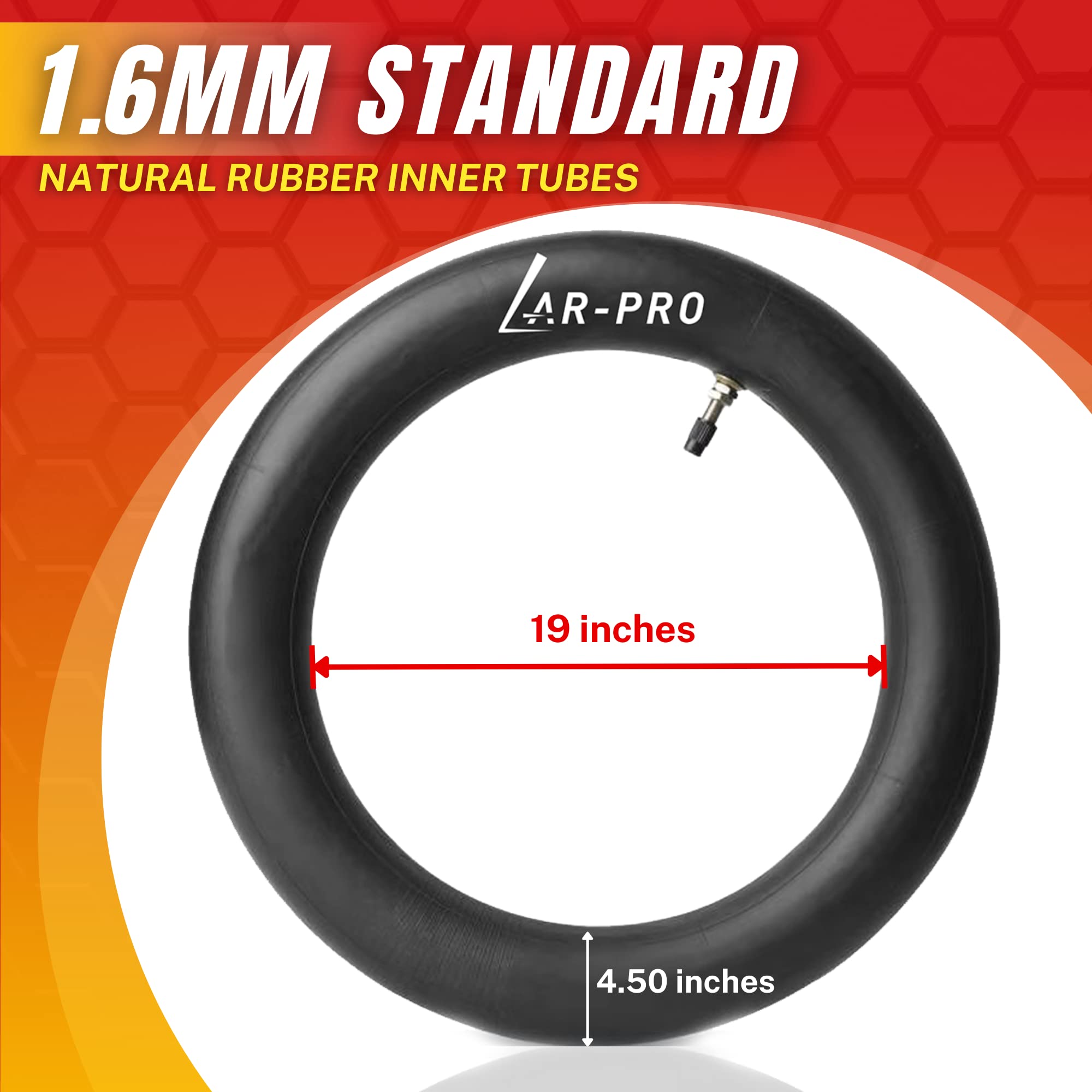 (2-Pack) 110/90-19 (4.50 X 19) - 120/90-19 Motorcycle Inner Tubes - 19'' Dirt Bike Natural Rubber Tubes - Pinch And Puncture-Res