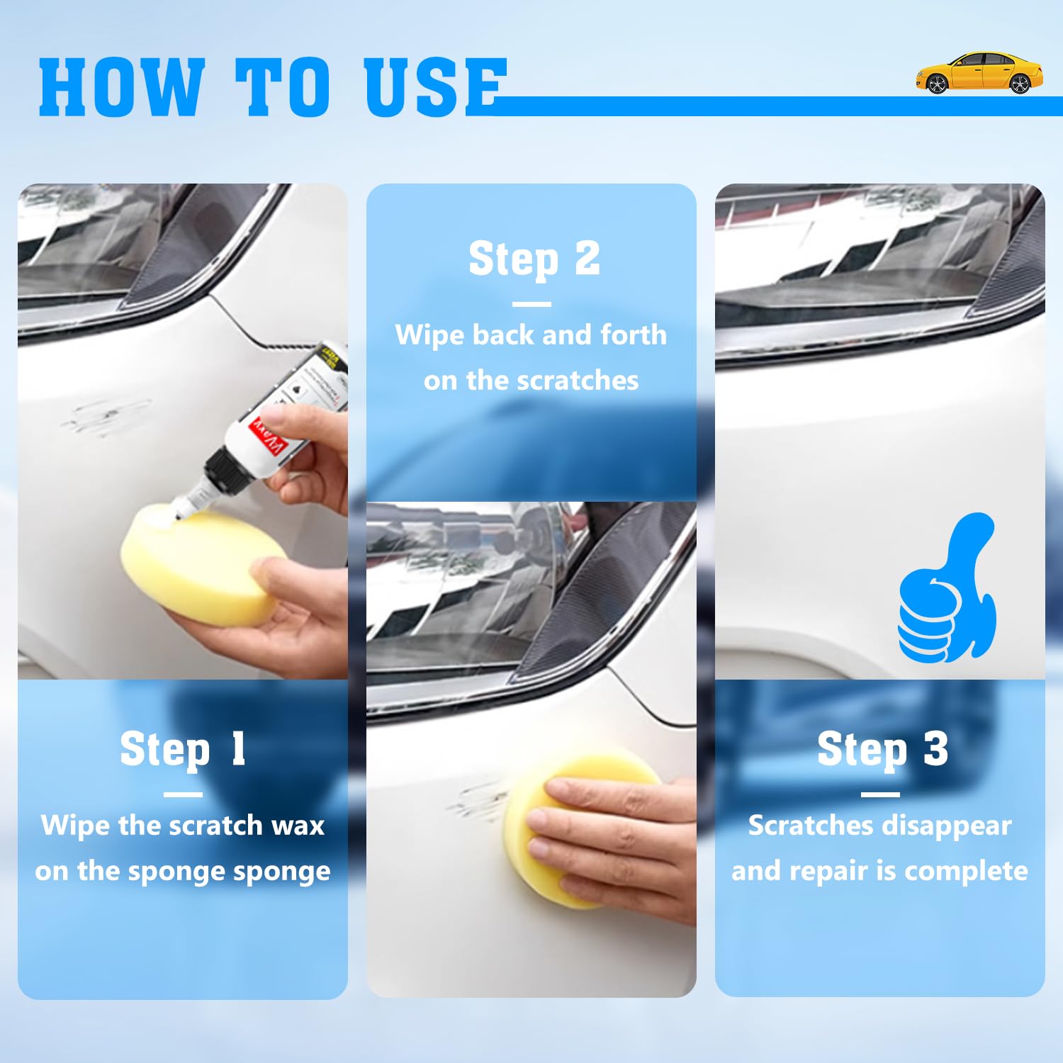 2Pcs V-Vaxy Car Scratch Repair Wax, Car Buff Out Scratch, Intelligent Repair Scratcher, Car Paint Scratch Repair, V-Vaxy Paint R