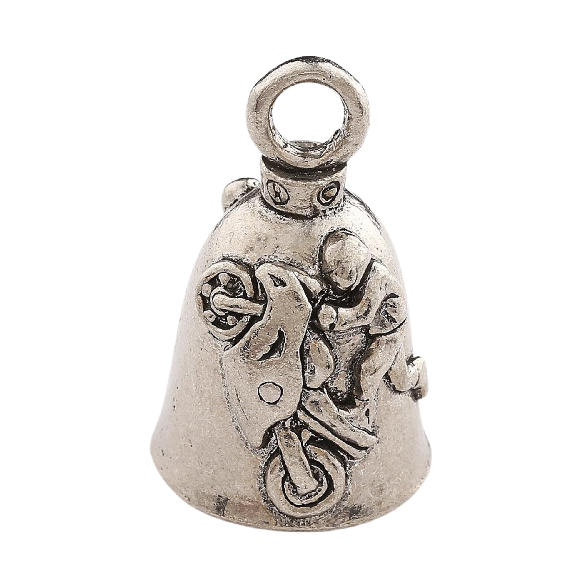 Guardian Bell Sport Bike Tricks Good Luck Bell W/Keyring & Black Velvet Gift Bag | Motorcycle Bell | Lead-Free Pewter | Good Luc