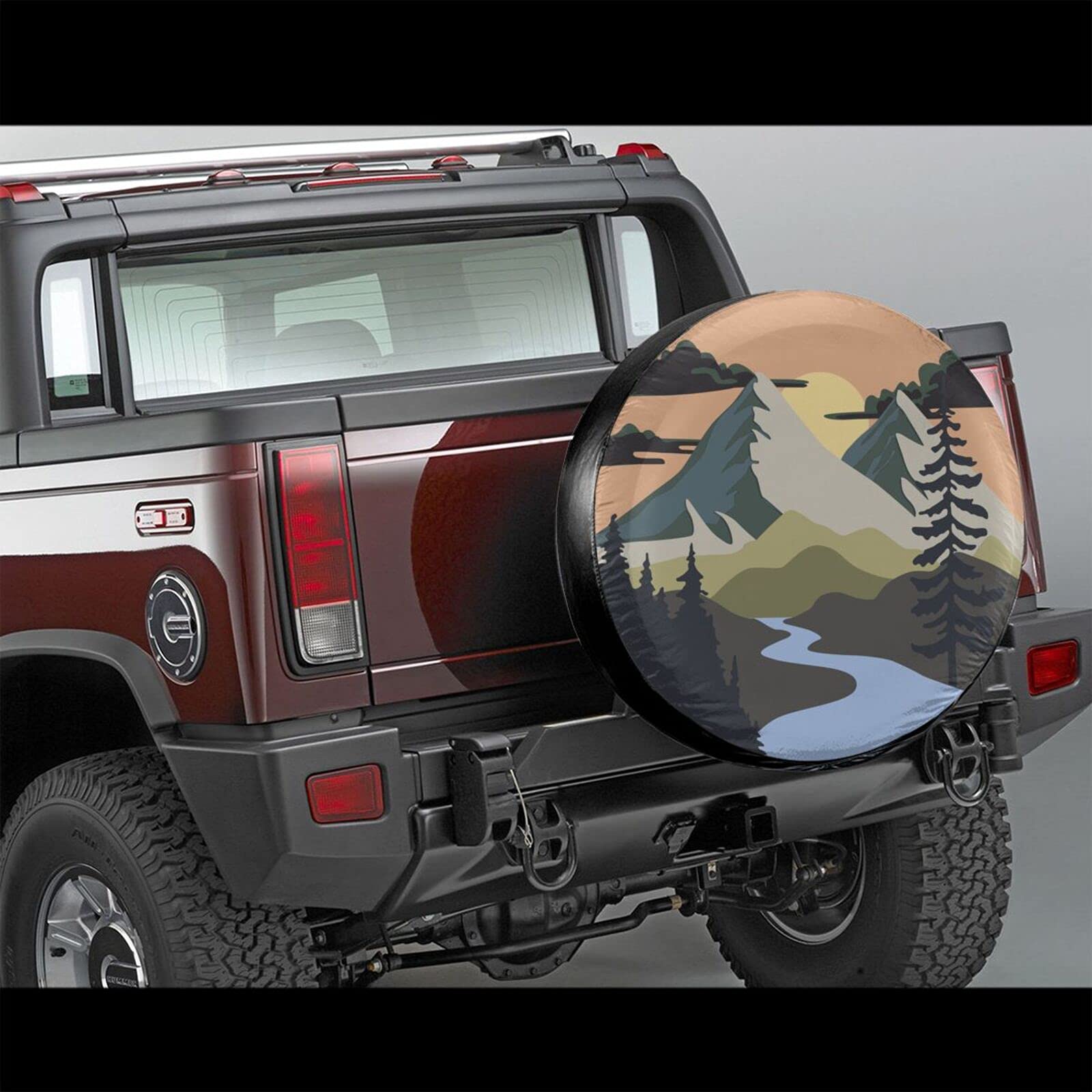Camper Spare Tire Cover Mountain Adventure Wheel Protectors Tyre Covers Weatherproof Wheel Covers Universal Fit For Trailer Rv Suv Truck Camper Travel Trailers 14