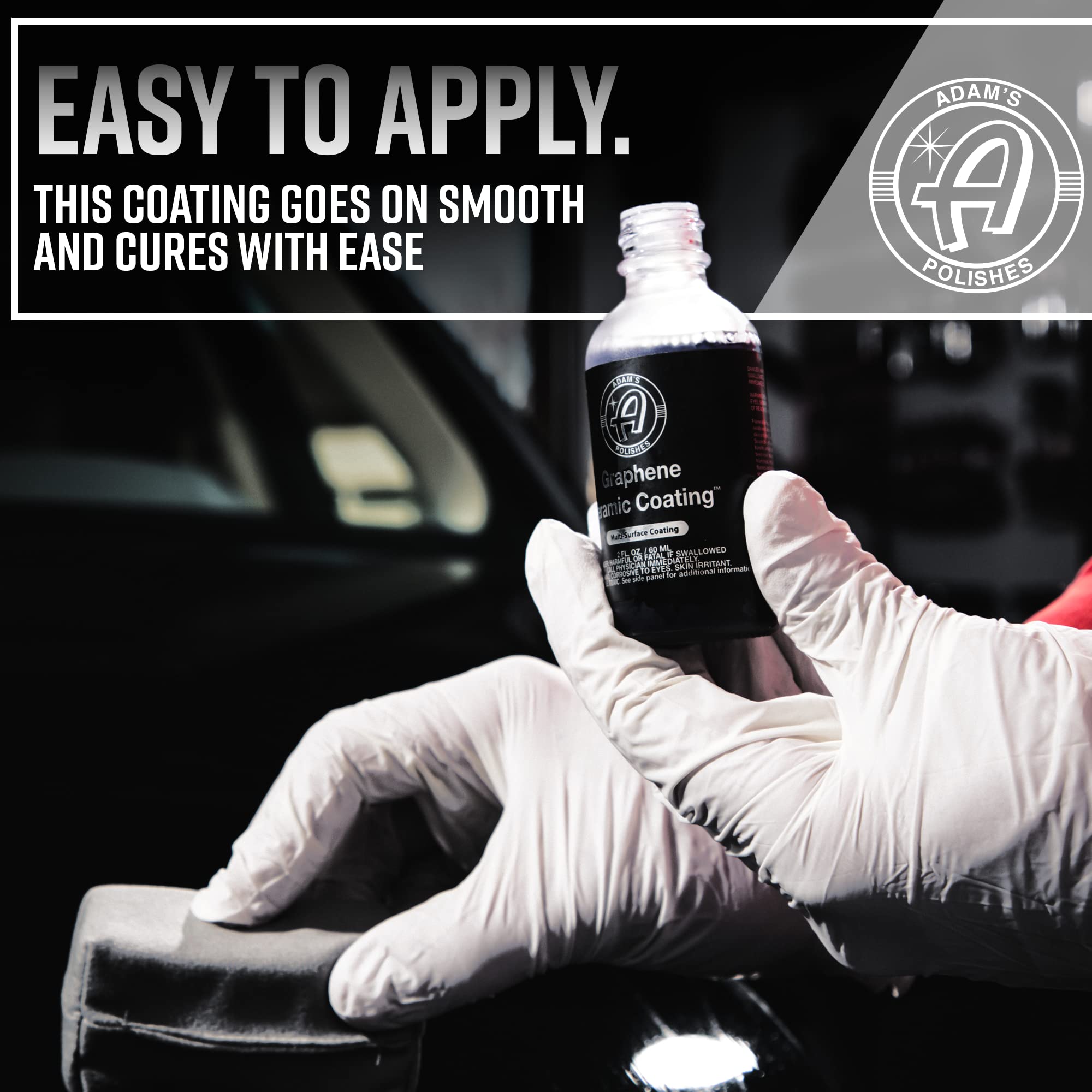 Adam's UV Graphene Ceramic Coating - 10H Protection for Cars, 60ml Bottle, Resin Material, UV Glow Technology