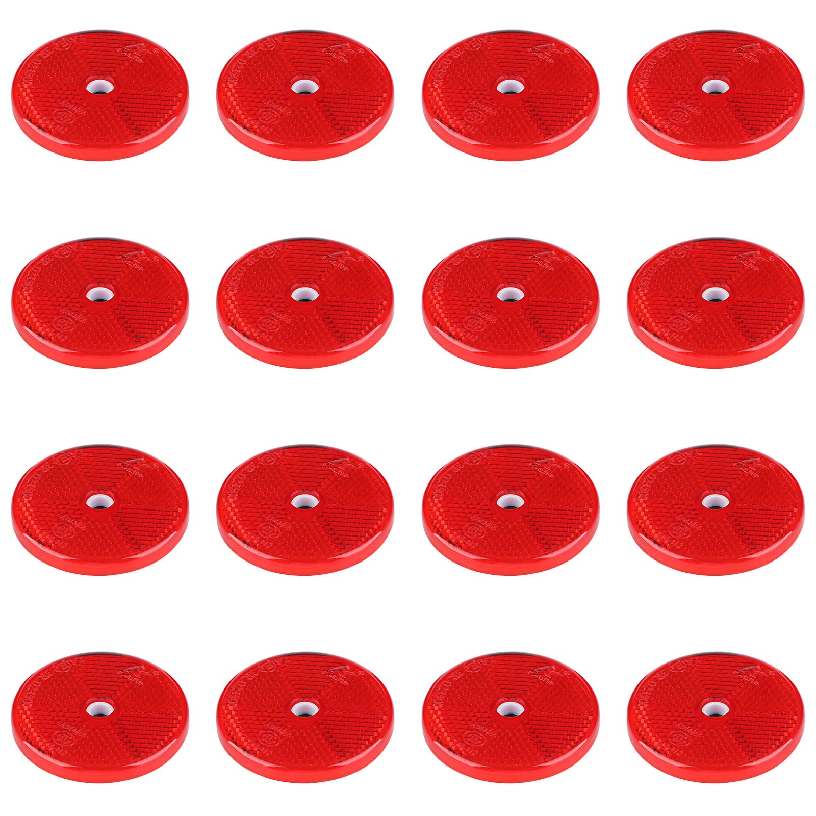 16 Pack Front Reflector Round Reflector for Driveway Fence Gate Posts Trailers Safety Reflectors with Center Mounting Holes Auto