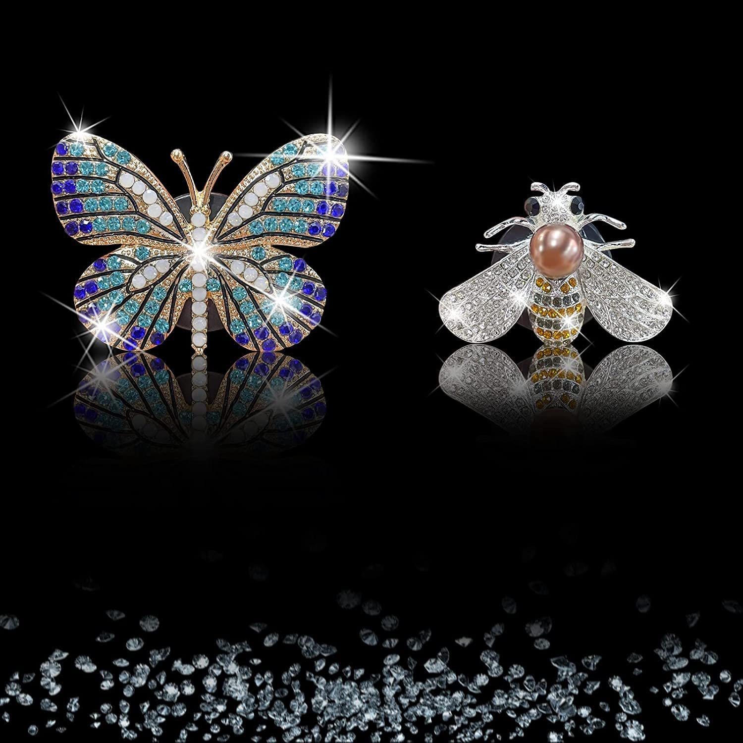 Bling Butterfly Air Vent Clips, 4 Pcs Crystal Bee Car Fresheners, Diffuser Vent Clip, Diamond Decoration, Cute Interior Decor, B