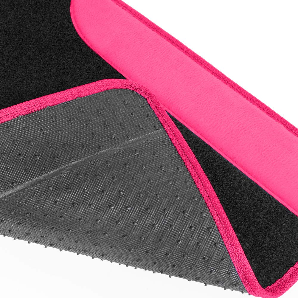 Bdk Hot Pink Carpet - Two-Tone Faux Leather Automotive Floor Mats, Included Anti-Slip Features And Built-In Heel Pad, Stylish Floor Mats For Cars Truck Van Suv