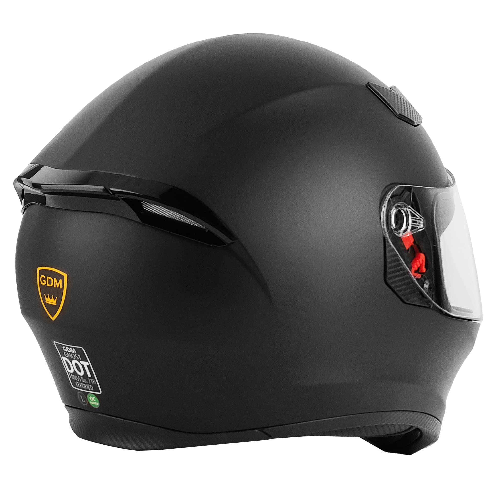 Gdm Ghost Full Face Motorcycle Helmet - Matte Black, Small (Clear & Tinted Shields)