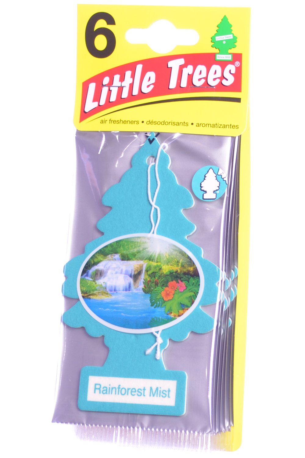 Little Trees Cardboard Hanging Car, Home & Office Air Freshener, Rainforest Mist (Pack Of 6)
