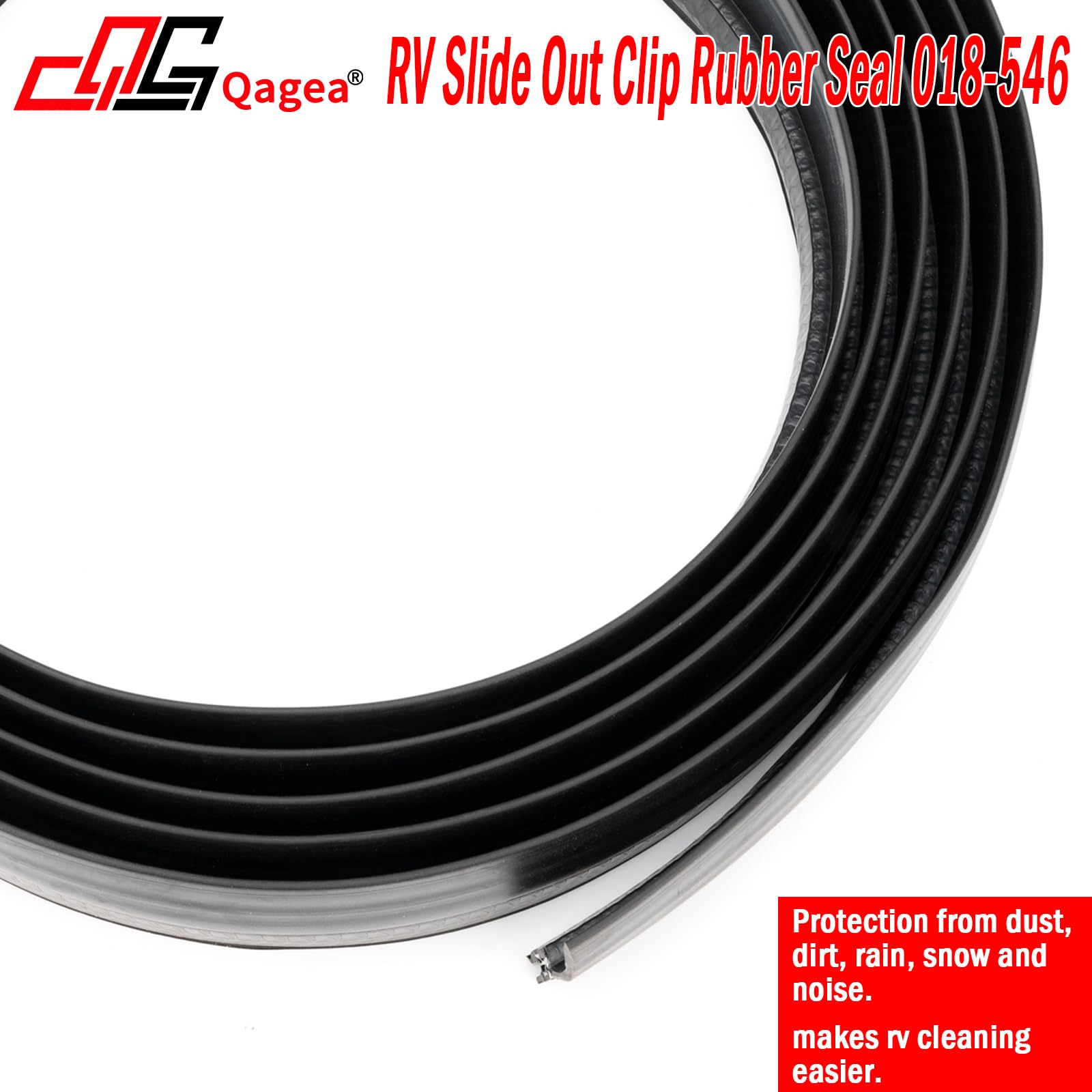 Qagea 018-546 Rv Slide Out Clip Rubber Seal Weather Stripping With 2 Wiper Is Suitable For Rv Camper Door Window Channel (15 Ft)