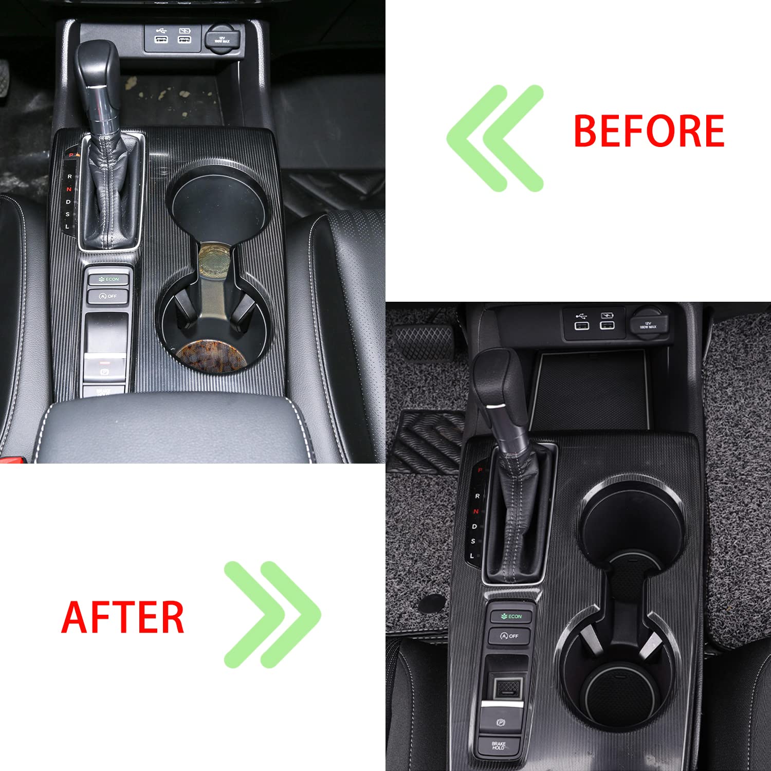 LOCOY Center Console Liner for Honda Civic 11th Gen Sedan, Gray Rubber, 16pcs Non-Slip Accessories, C013F