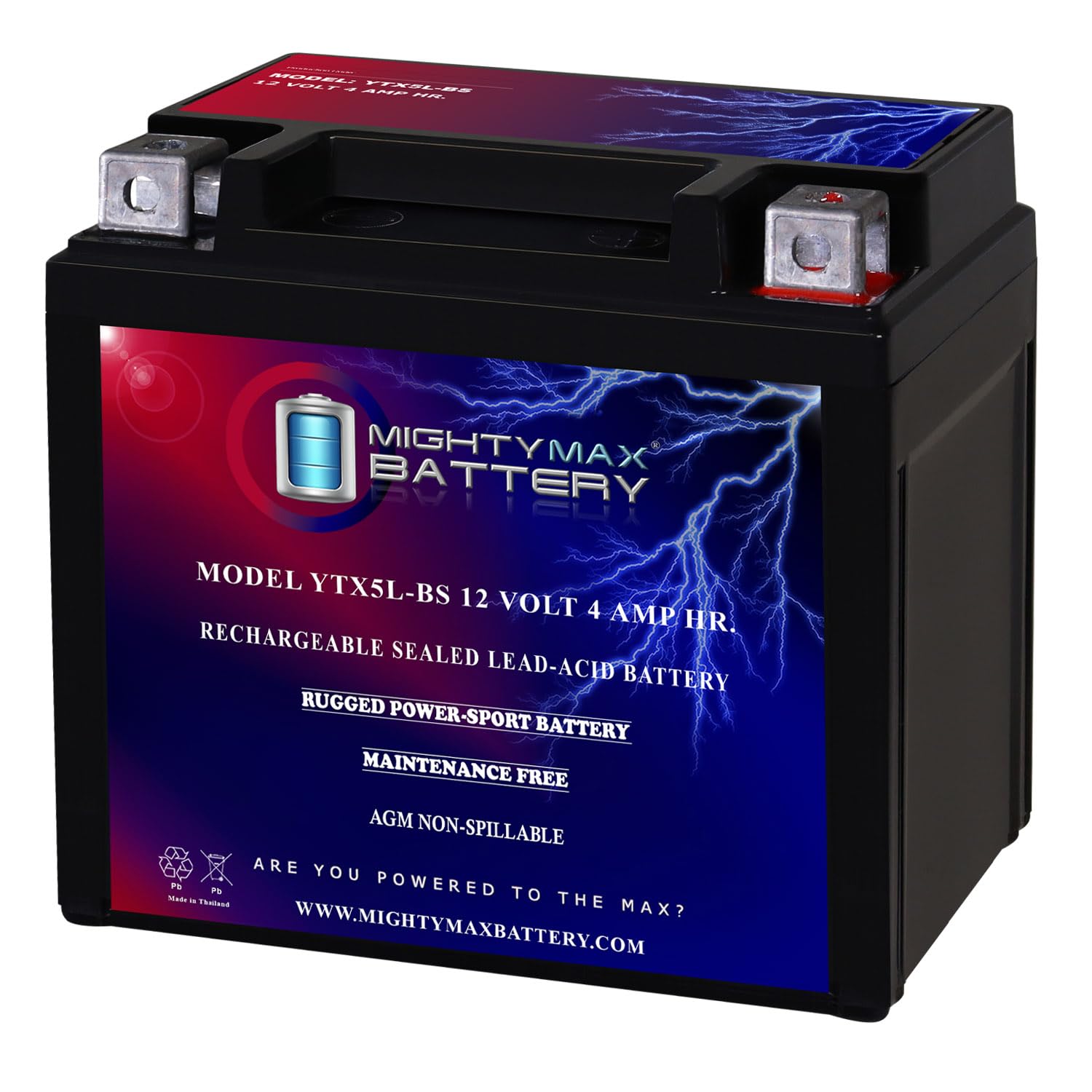 Mighty Max Battery YTX5L-BS 12V 4AH Battery for Polaris 50 Outlaw 2004-2016 Brand Product