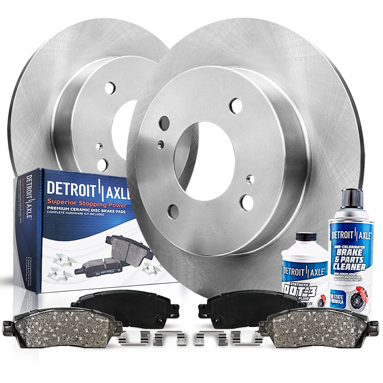 Detroit Axle - Rear Brake Kit for 4-Wheel Disc 2004-2009 Kia Spectra, 2005-2009 Kia Spectra5 Brakes Rotors and Ceramic Brake Pad
